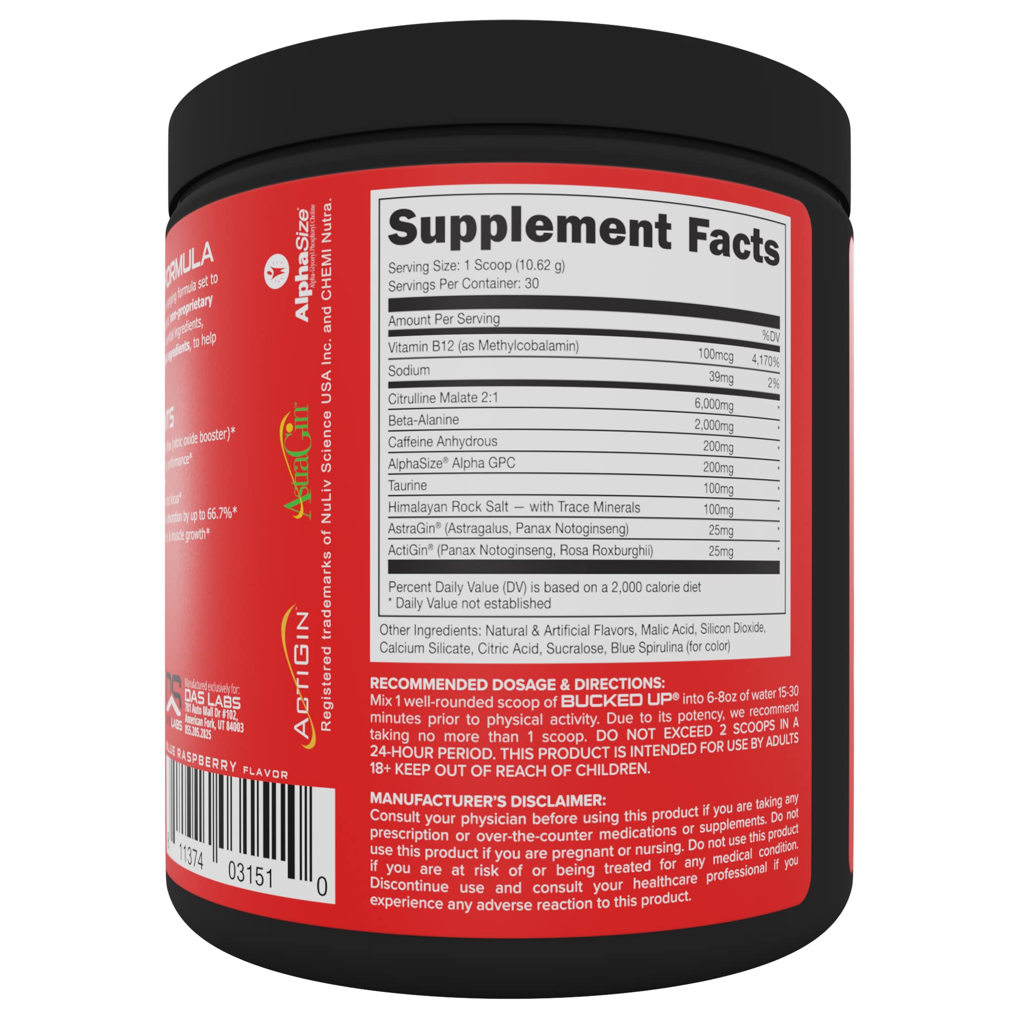 Bucked Up Pre Workout 6 Grams Citrulline, 2 Grams Beta Alanine, and 3 Other Registered Bucked Up Au supplements