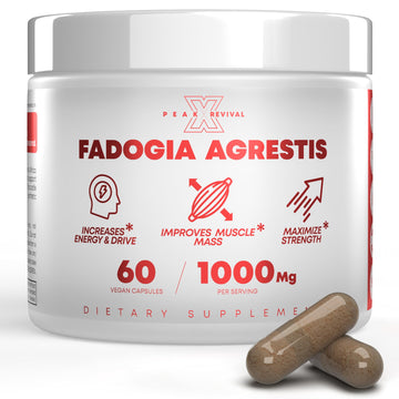 Peak Revival-X Fadogia Agrestis 1000mg Per Serving Supplement - Potent Extract to Increase Energy, Athletic Performance & Muscle Mass - Supplements, Made in The USA (60 Capsules) Peak Revival-X Au supplements