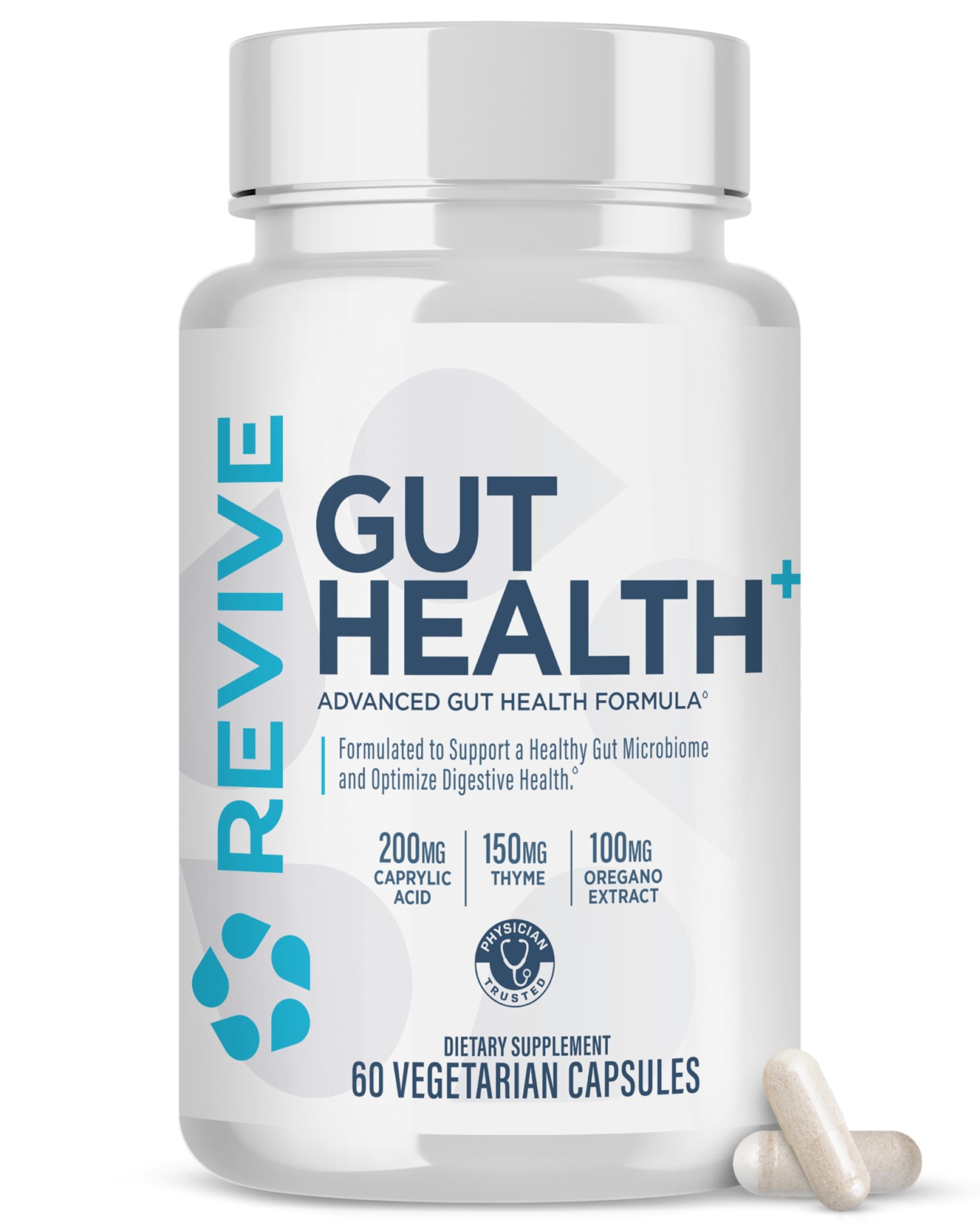 Revive MD Gut Health Supplements for Men & Women - Daily Gut Repair & Digestive Health Support Formula with Thyme, Oregano & Milk Thistle - Vegan-Friendly, Gluten-Free (60 Capsules, 30 Servings) Revive Au supplements