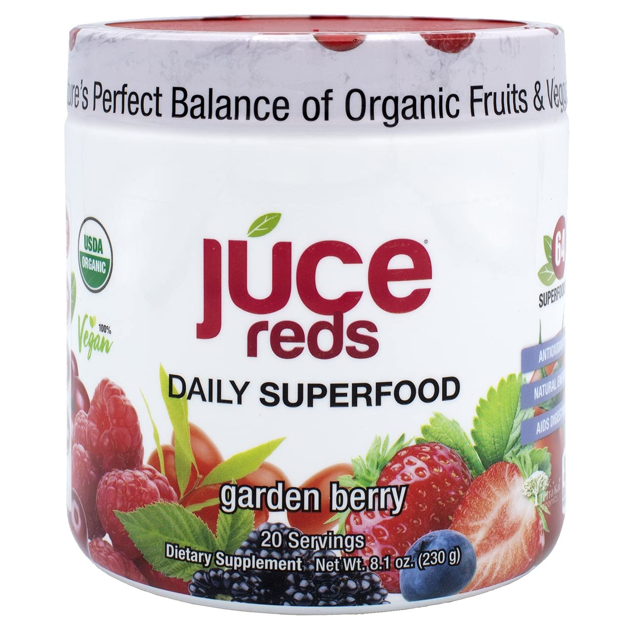 JUCE Reds Organic Superfood Powder - Garden Berry Flavor | Fruit and Veggie Powder Terra Kai Organics Au supplements
