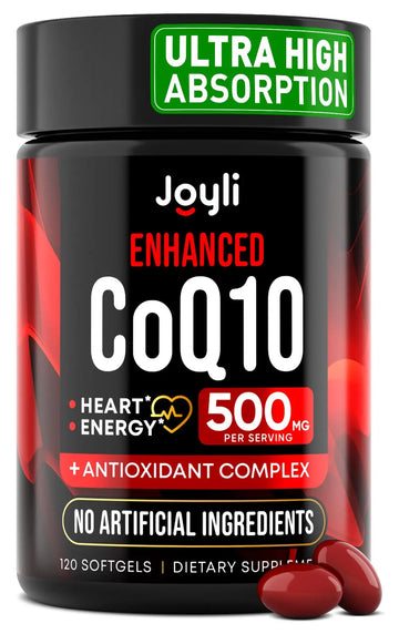 High Absorption CoQ10 500MG - Co Q 10 Supplement 120 Softgels for Heart Health&Energy Production - Enhanced CoQ10 Nutritional Supplements with Coenzyme Q10 - Alternative to coq10 400mg softgels JOYLI Nutrition Au supplements