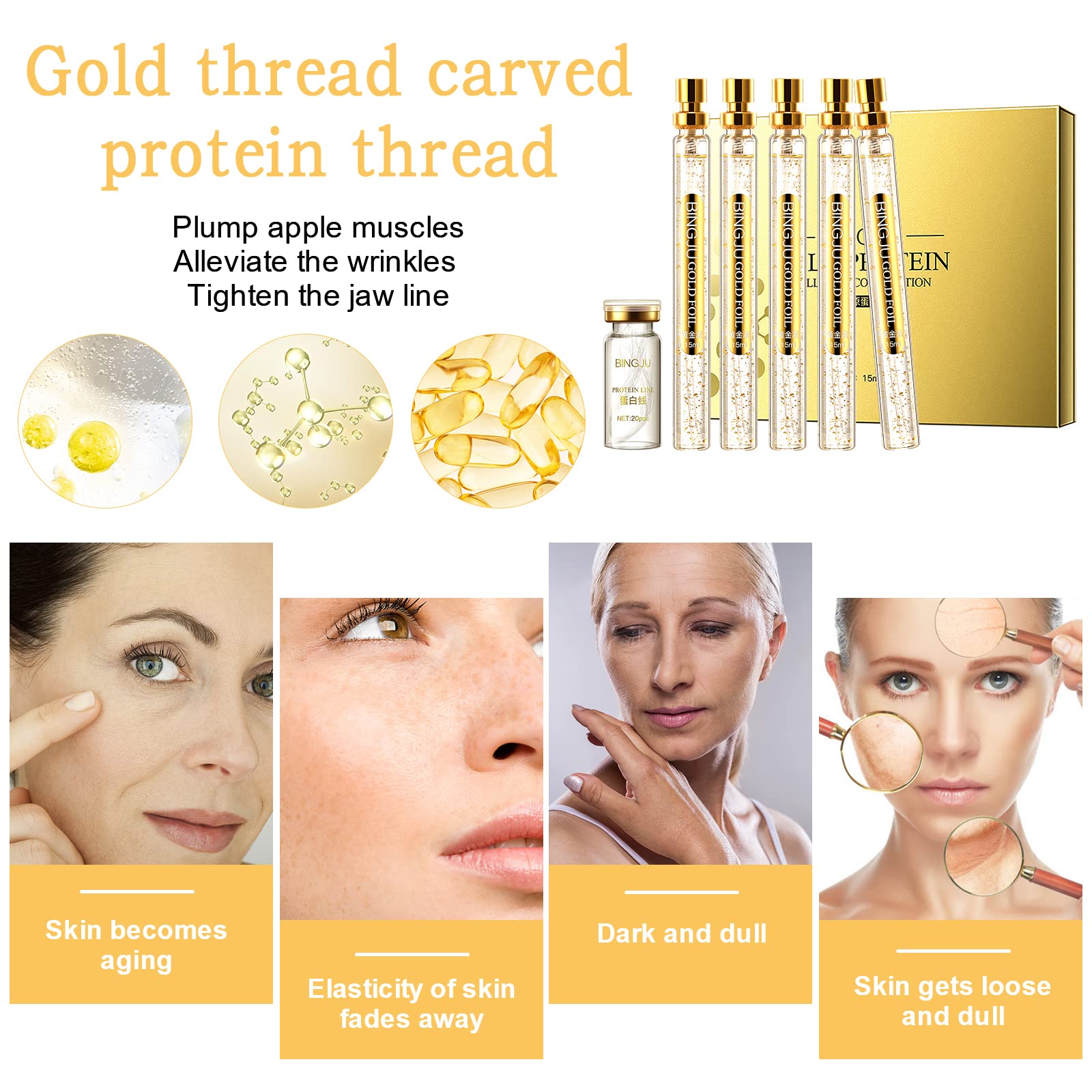 Instalift Korean Protein Thread Lifting Set, Absorbable Collagen Threads for Face Lift, Soluble Protein DRTRU Au supplements