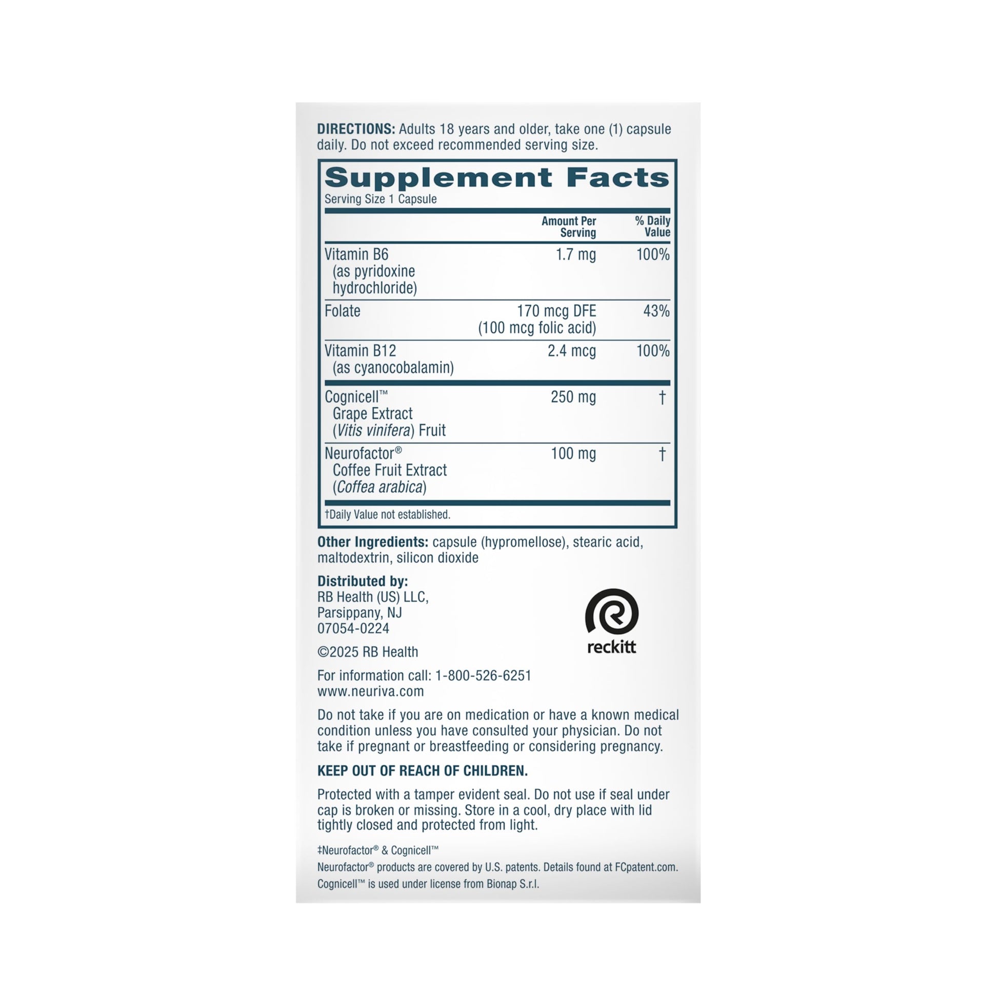 NEURIVA Memory 3D Brain Supplement - Decaffeinated Nootropic Capsules for Memory, Focus, & Cognitive Function - Short Term, Long Term, & Working Memory Support - 50ct NEURIVA Au supplements