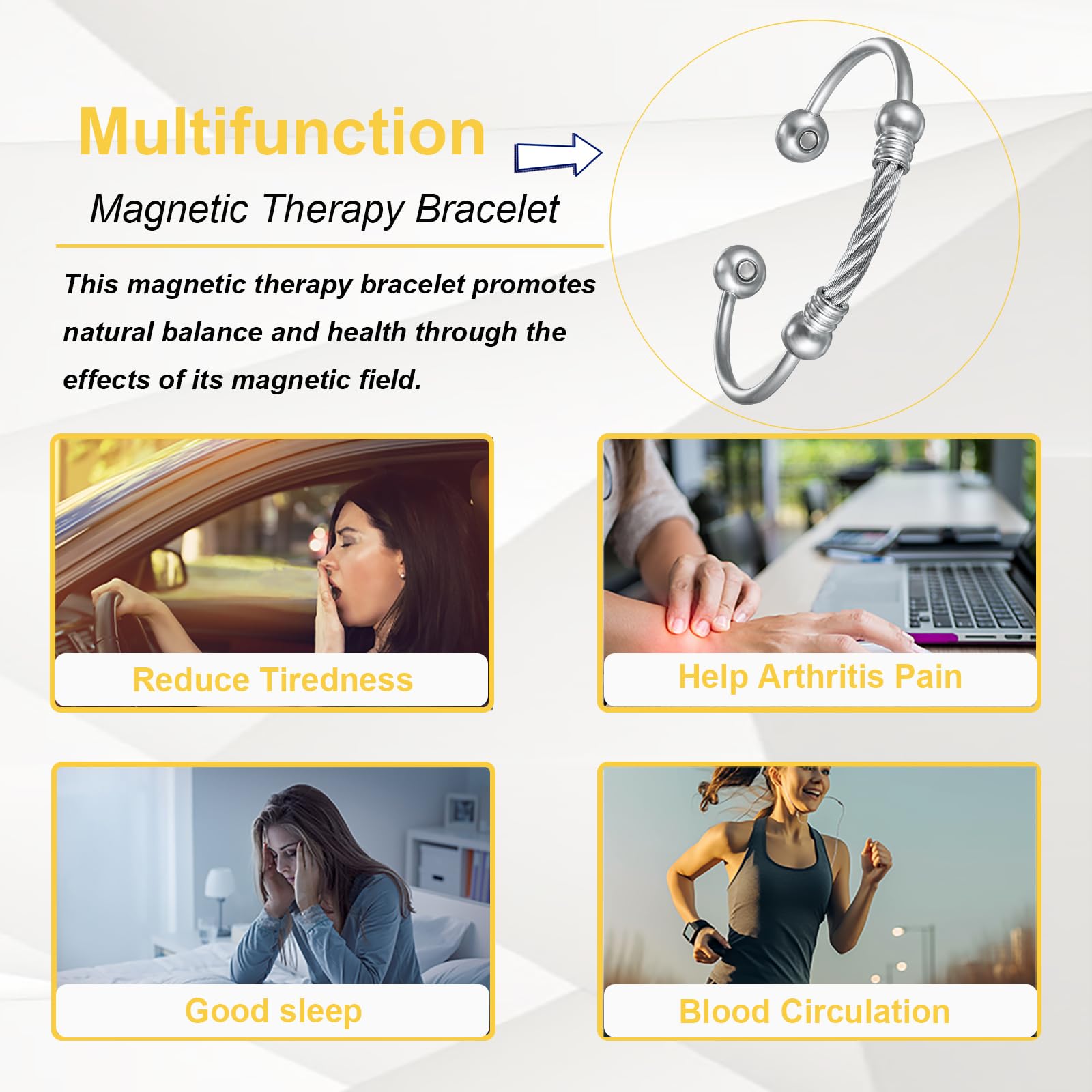 EnerMagiX Magnetic Bracelet for Women for Arthritis and Joint,Twisted Cable Stainless Steel Bangle EnerMagiX Au supplements