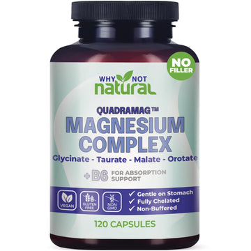 4-in-1 Magnesium Complex Supplement - Glycinate, Taurate, Malate, Orotate Blend - 300 mg per Serving, 120 Capsules Why Not Natural Au supplements