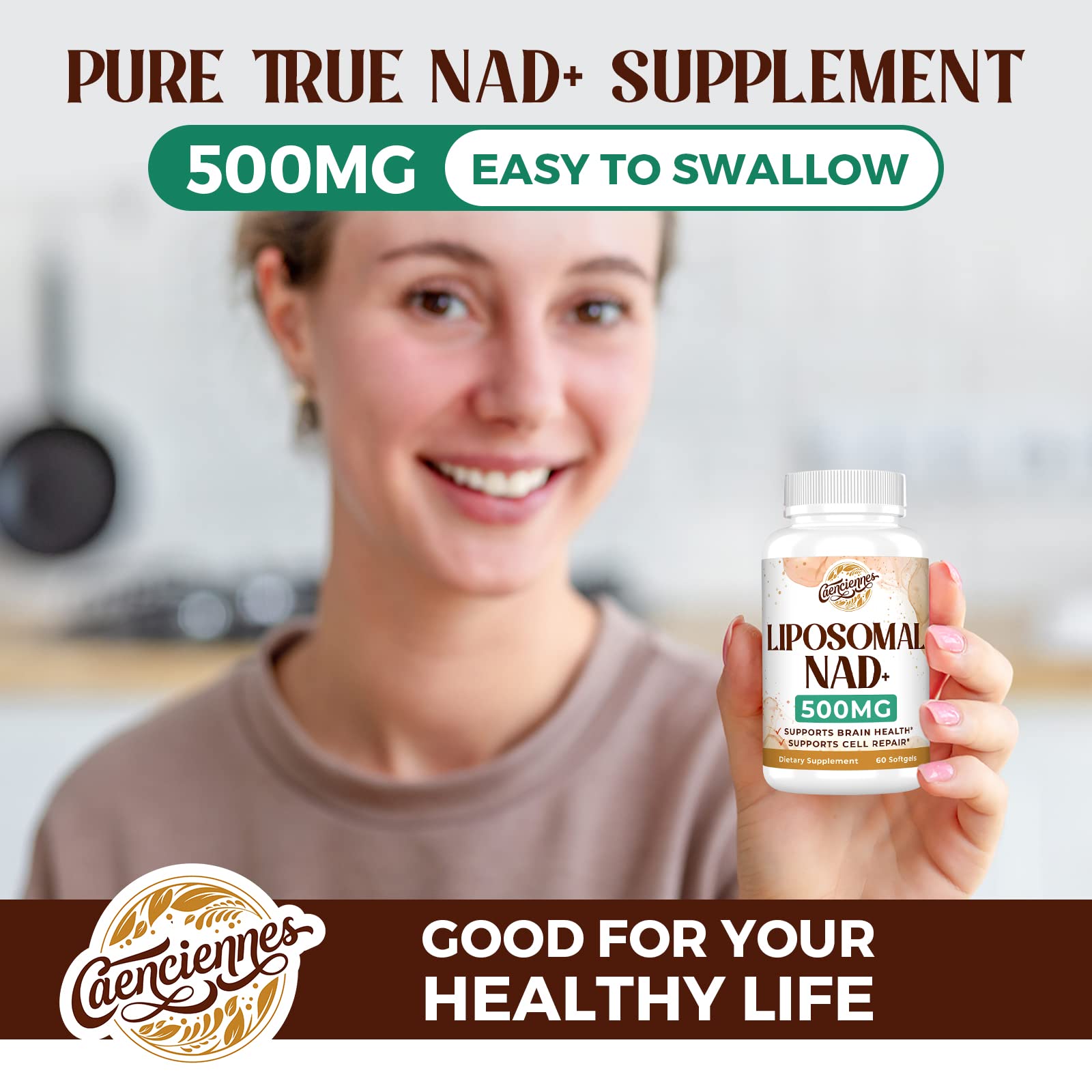 Liposomal NAD+ 500 MG Supplement, True NAD Plus Supplement, Superior Absorption, Boost NAD+ More Efficient Than Nicotinamide Riboside for Cellular Energy, Healthy Aging, 120 Serving Caenciennes Au supplements