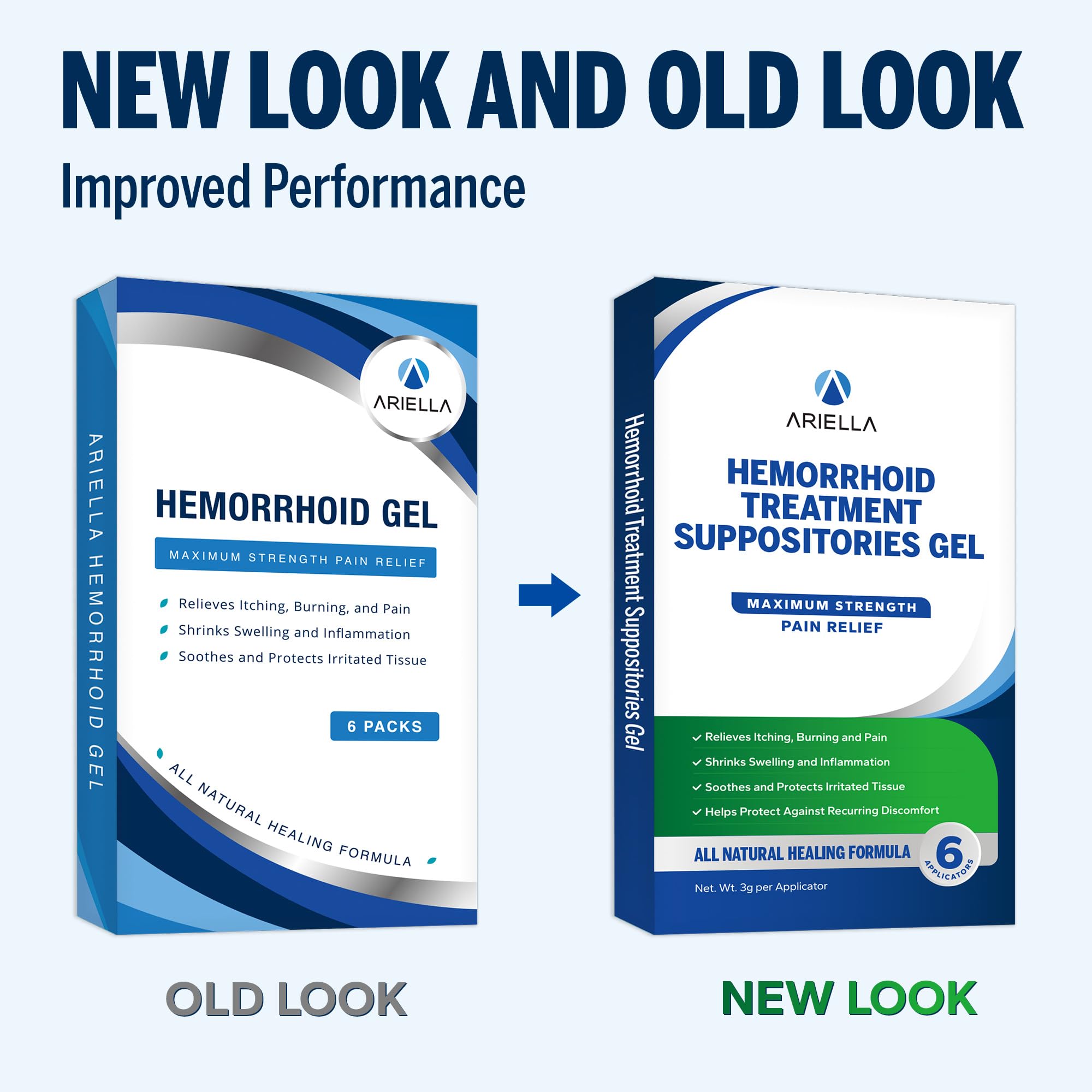 Ariella Hemorrhoid Treatment Suppository Gel: Natural & Herbal - Relieve Itching Burning Discomfort - Internal Relief - New Rounded Applicator - Nighttime Use (Pack of 6, Old) Ariella Au supplements