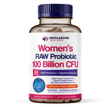 Wholesome Wellness Dr. Formulated Raw Probiotics for Women 100 Billion CFUs Capsules with Prebiotics, Digestive Enzymes, Approved for Adults, Shelf Stable Supplement Wholesome Wellness Au supplements