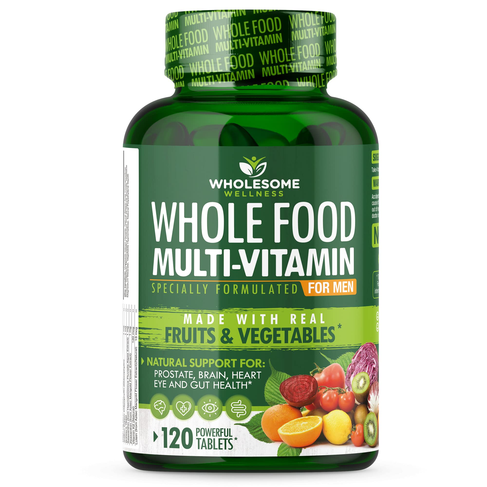 Whole Food Multivitamin for Men - Natural Multi Vitamins, Minerals, Organic Extracts Wholesome Wellness Au supplements