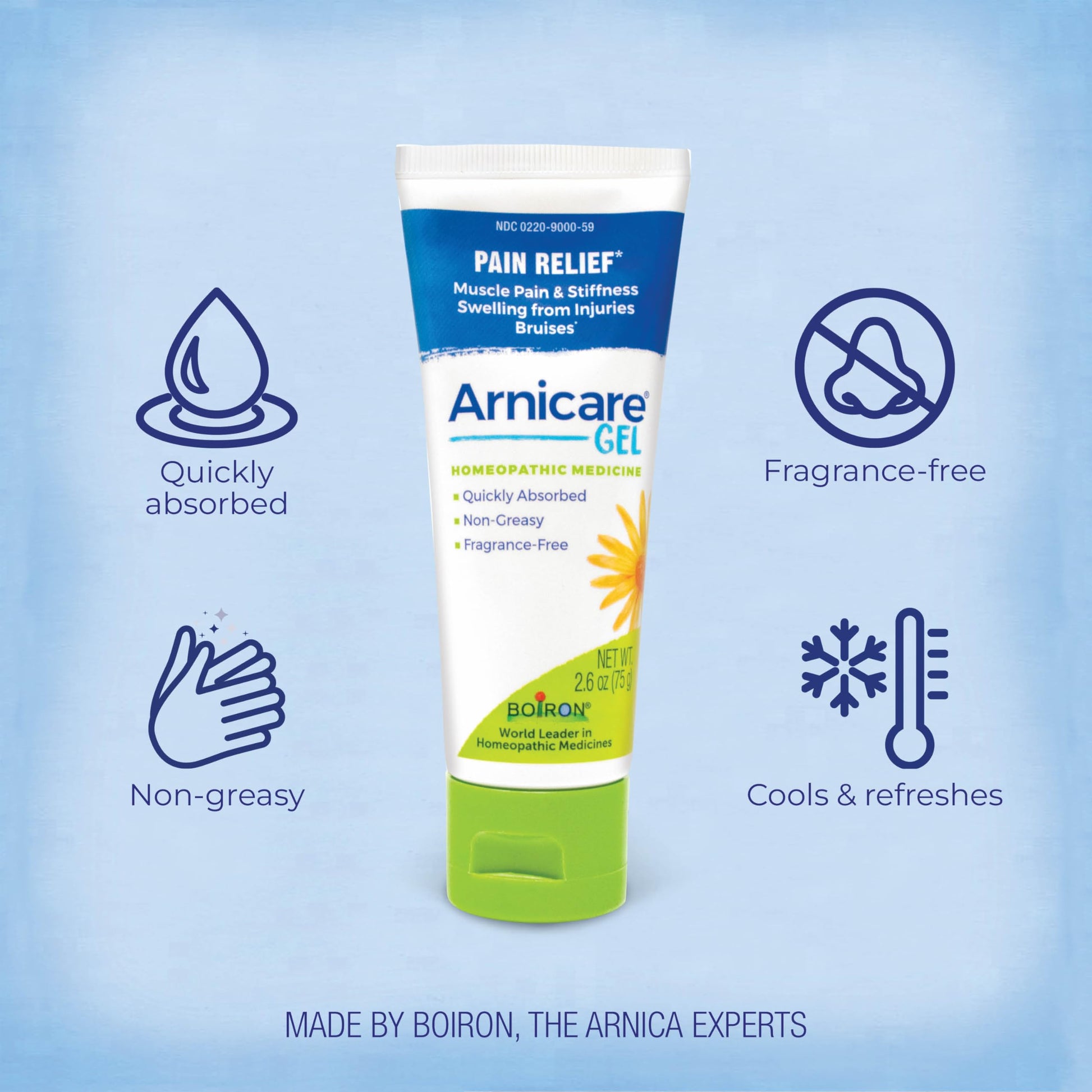 Boiron Arnicare Gel for Joint Pain, Muscle Pain, Swelling, Soreness, and Stiffness - Non-greasy and Fragrance-Free - 2.6 oz Boiron Au supplements