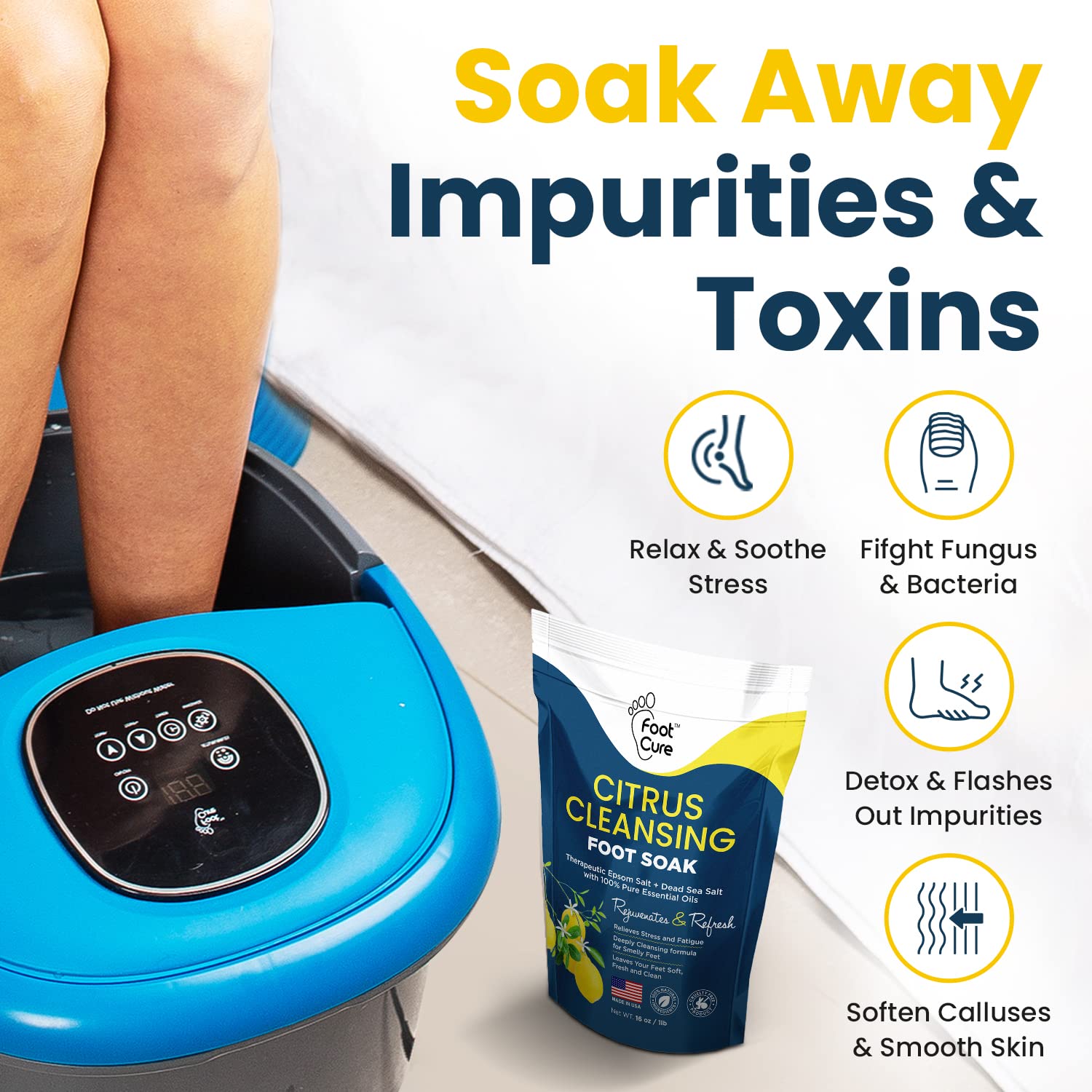 Citrus Detox Foot Soak With Epsom Salts - for Foot Callus, Immune Boost, Damaged Toenail FOOT CURE Au supplements