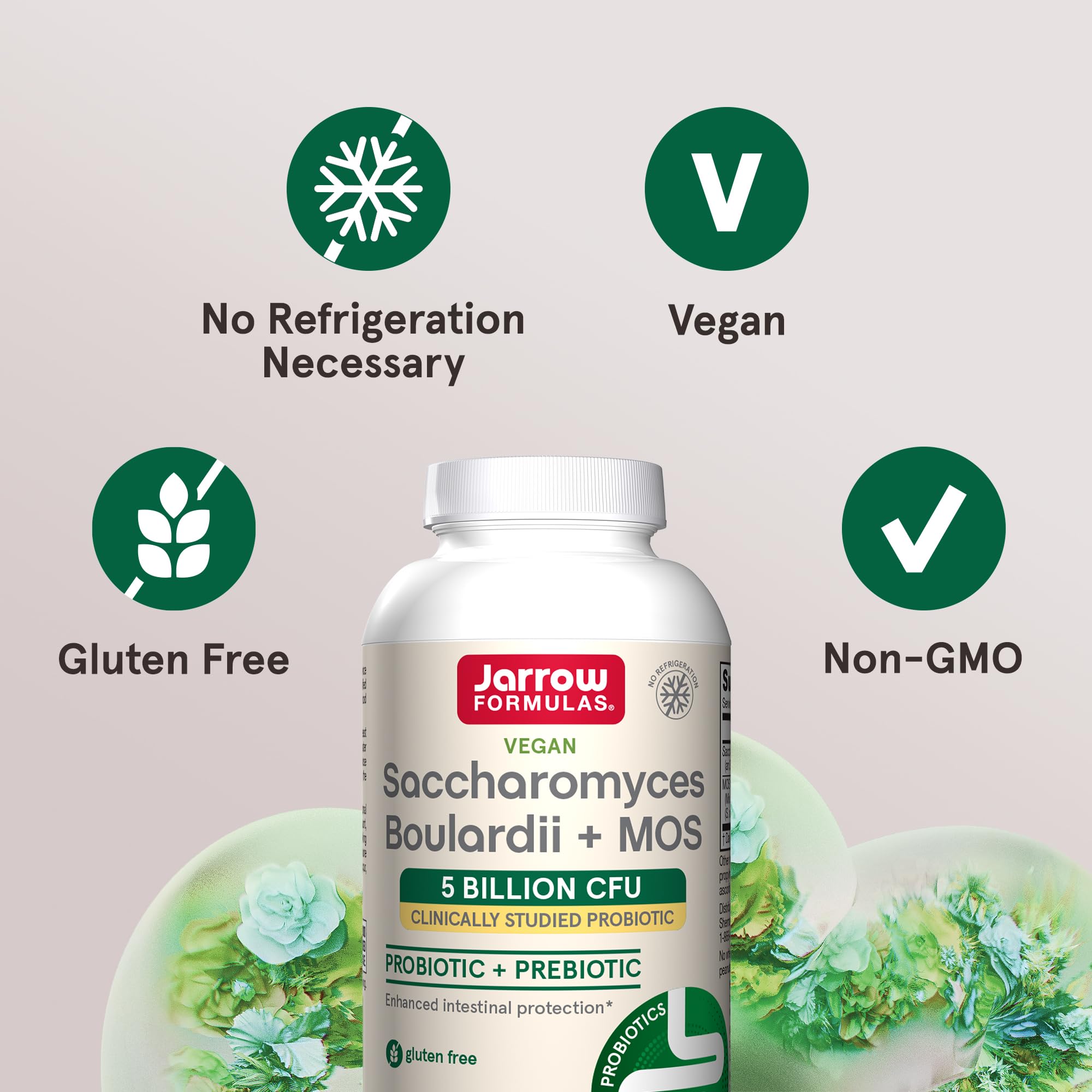 Jarrow Formulas Saccharomyces Boulardii + MOS Probiotics for Digestive Health and Intestinal Tract Support - 5 Billion CFU Per Serving - 90 Delayed Release Caps - Probiotic + Prebiotic - 90 Servings Jarrow Formulas Au supplements