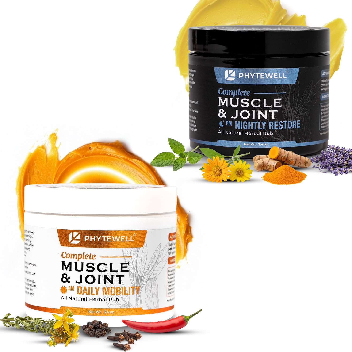 PHYTEWELL Muscle & Joint Rub Balm - Day & Night Pain Relief for Back, Knee, & Shoulder - Crafted with Arnica, Clove & Black Pepper to Support Recovery & Relaxation – Premium Non-Greasy Texture PHYTEWELL Au supplements