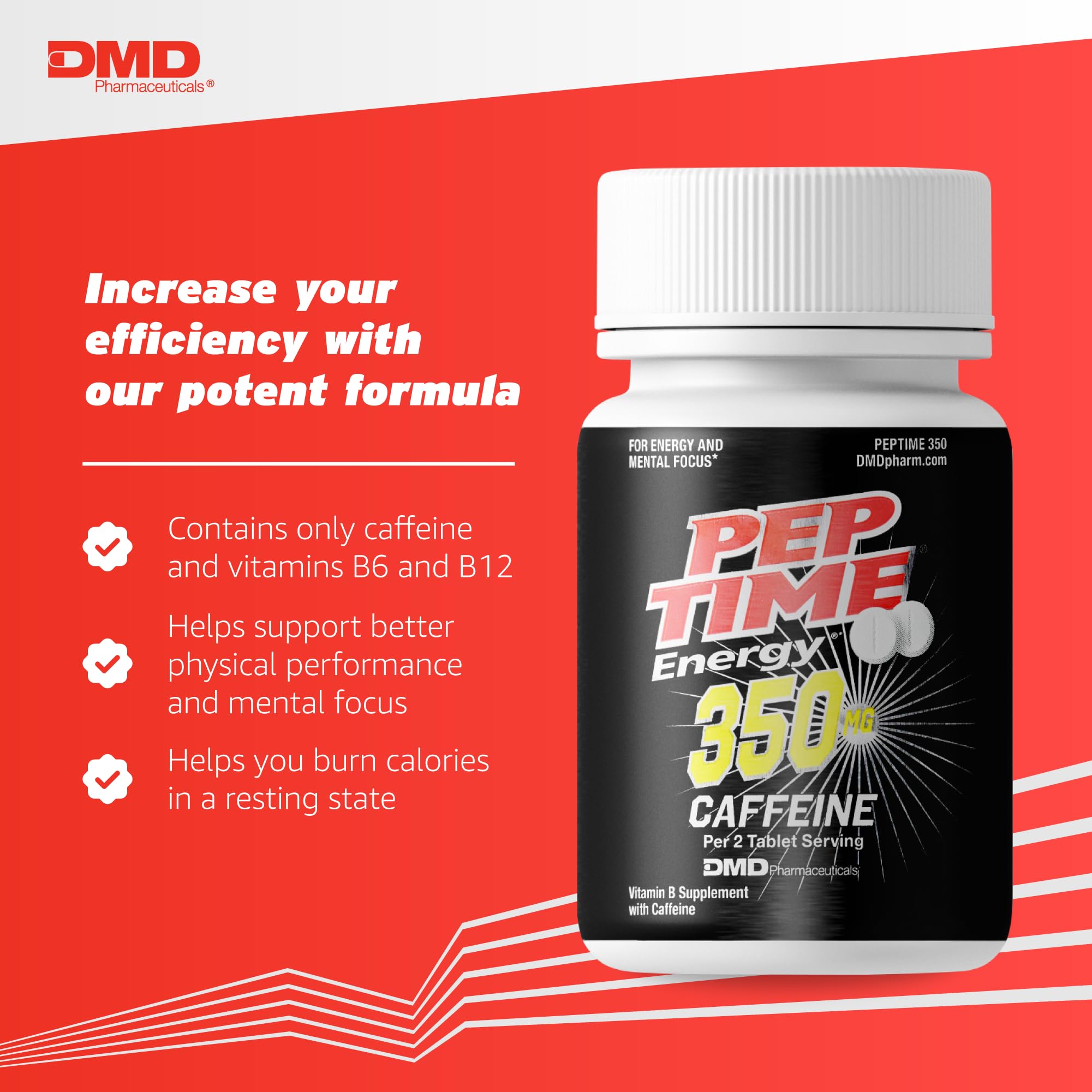 PEPTIME Energy Tablets, Vitamin B6 and B12 Caffeine Pills, 350 mg Caffein PEPTIME Energy Au supplements