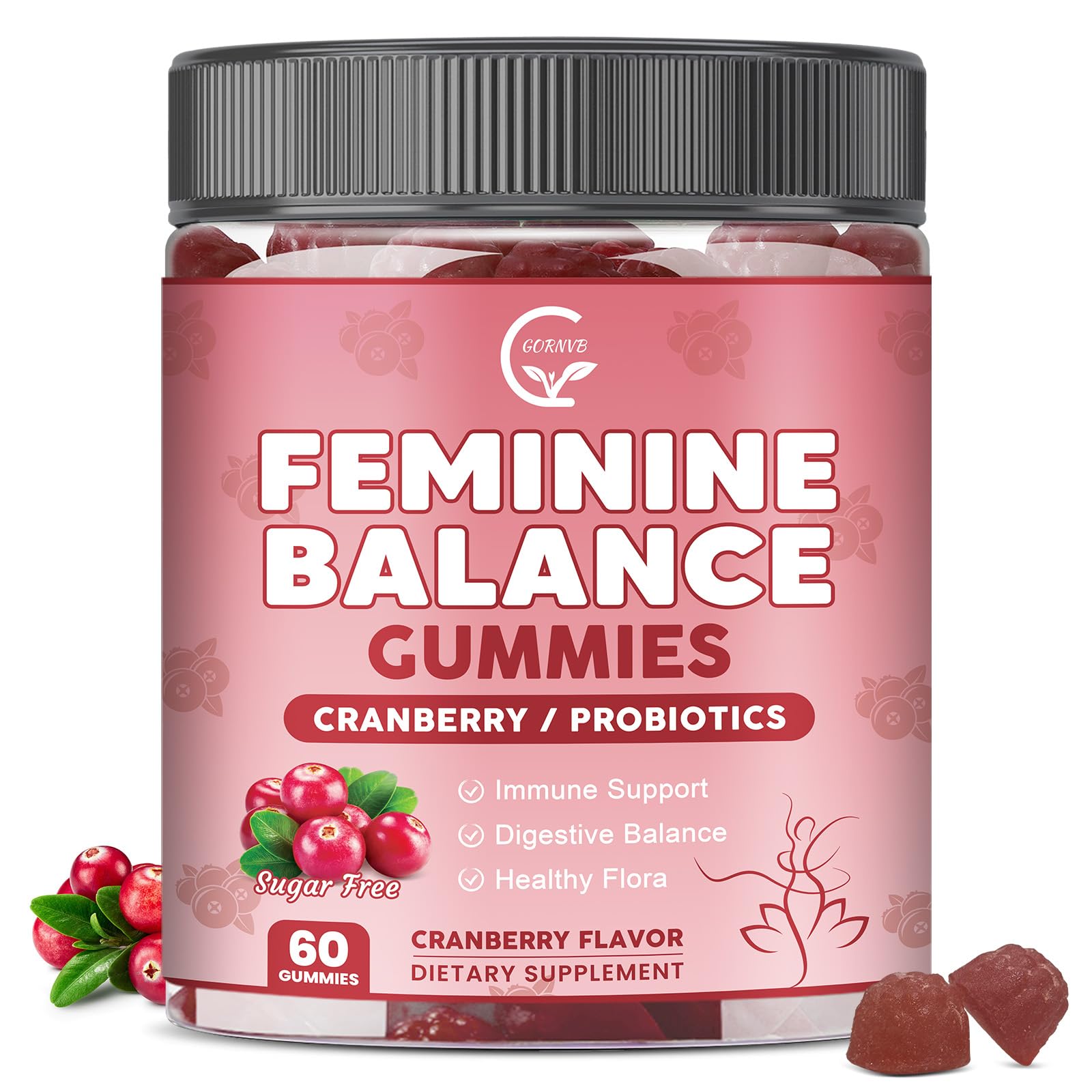 GORNVB Premium Feminine Balance Gummies for Women, Support pH Balance & Vaginal Probiotics Health Gummies with Cranberry Pineapple Powder, D-Mannose, Sugar Free, Gluten Free, Vegan GORNVB Au supplements