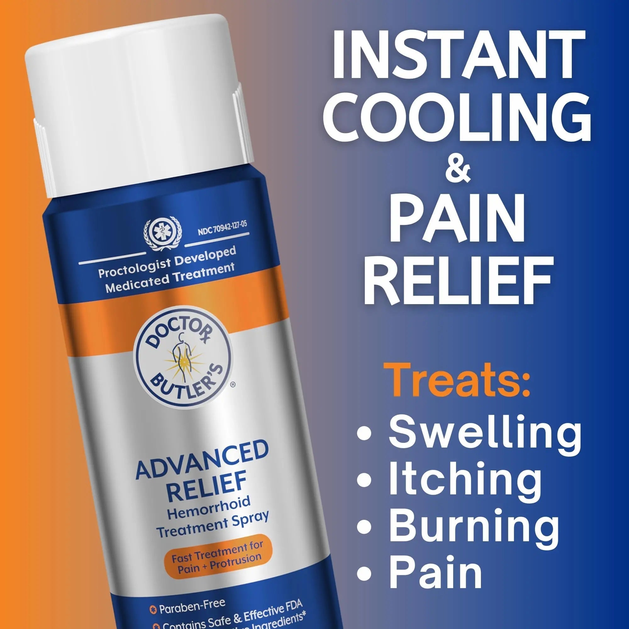 Doctor Butler's Advanced Relief Hemorrhoid Spray – Advanced Relief Hemorrhoid Treatment Spray with Witch Hazel to Help with Sensitive Skin, Itch Relief, and Swelling Relief* (5oz) Doctor Butler's Au supplements