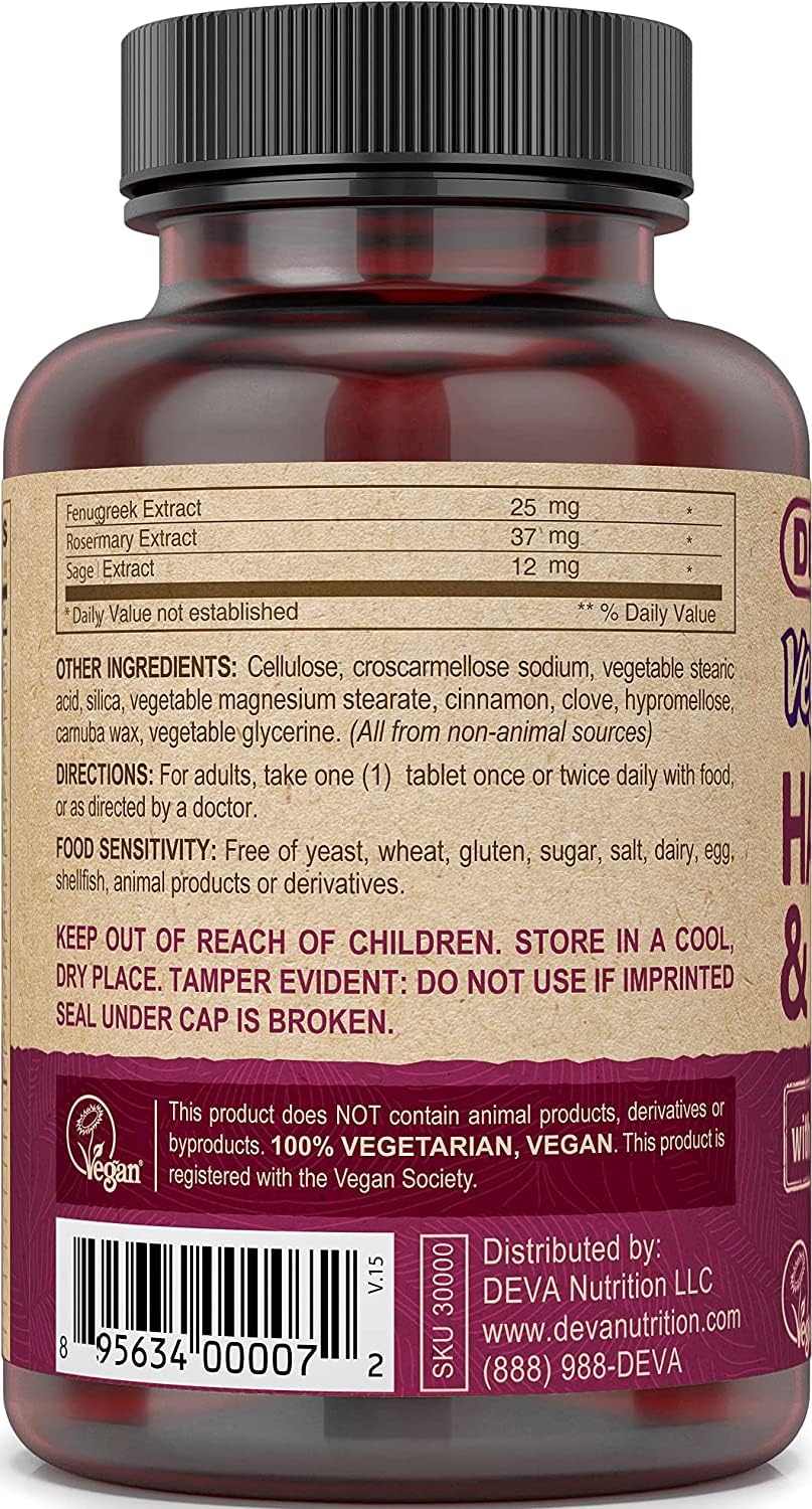 DEVA Vegan Vitamins Hair, Nails & Skin Supplement with 500 mcg of Biotin Per Tablet 90 Tablets (Pack of 2) DEVA Au supplements