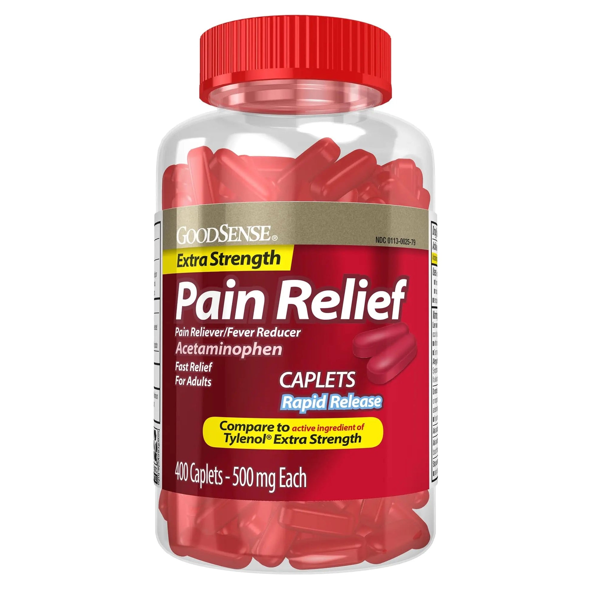 Good Sense Rapid Release Pain Relief, Acetaminophen Caplets 500 mg, Extra Strength Pain Reliever and Fever Reducer GoodSense Au supplements