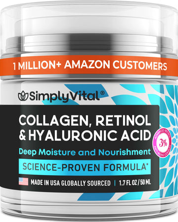 Anti-Aging Face Moisturizer with Retinol, Collagen & Hyaluronic Acid - Made in USA - Moisturizer Face Cream for Women & Men - Firming & Hydrating Neck Cream - Day & Night Skin Care - 1.7 fl oz SimplyVital Au supplements