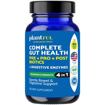 4-in-1 Pre Post Probiotics & Digestive Enzymes - Complete Gut Health & Digestive Support for Women & Men - Prebiotic Probiotic & Postbiotic Gas & Bloating Relief – 60 Non GMO Capsules PLANTFUL RESEARCH Au supplements