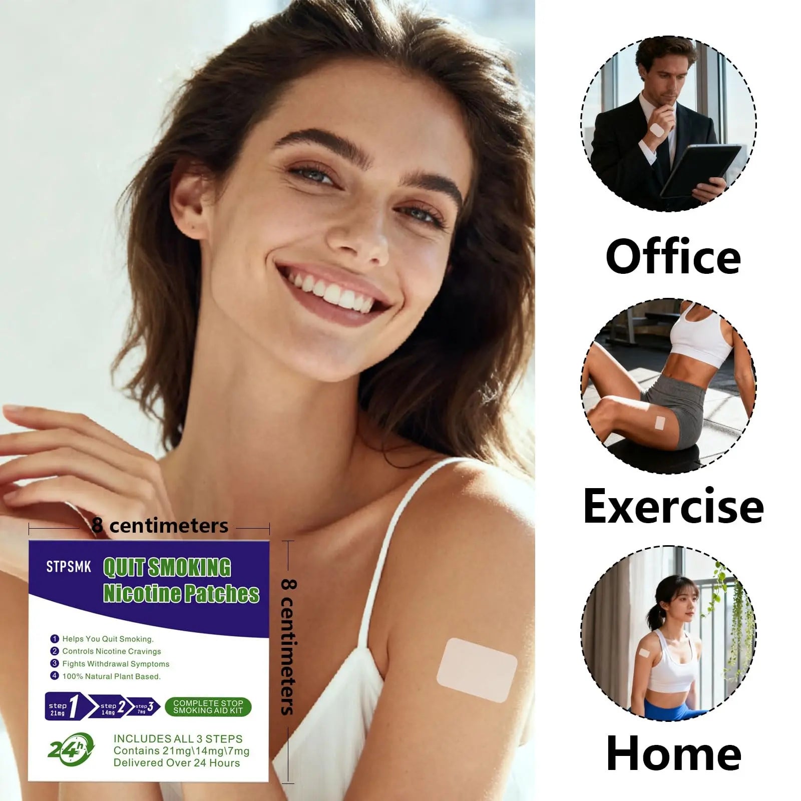 Nicotine Patches Step 1+-3, 28mg Dividable into 4×7mg Pieces – Covers All Quit Stages, 24-Hour Transdermal Quit Smoking Aid (30 Patches) STPSMK Au supplements