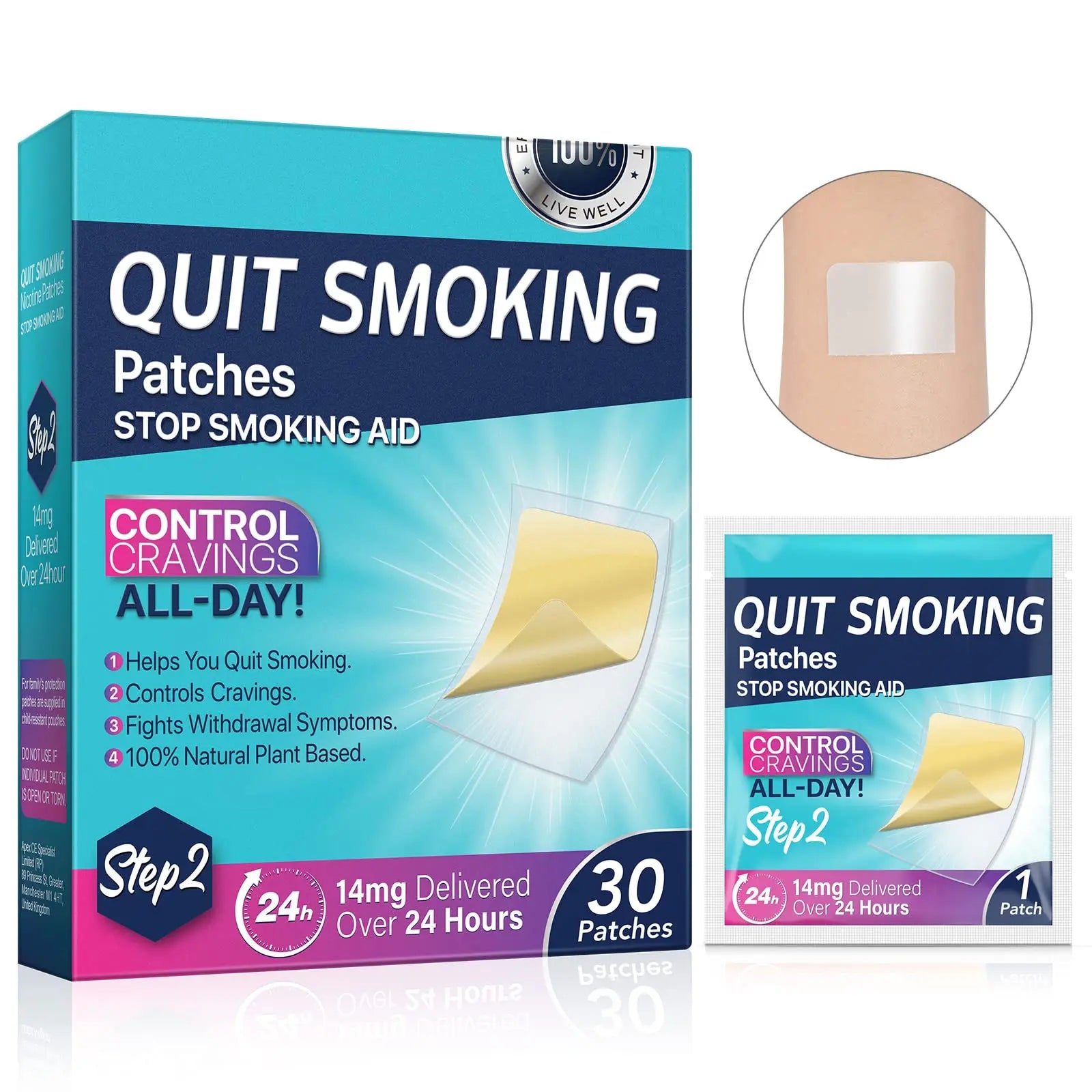 Step 2 Quit Smoking Patches, 14mg Stop Smoking Aids Patches, 30 Count Quit Smoking Stickers that Work with 2 Weeks, Helping Quit Patch, Easy & Effective Anti-Stickers NenMaoKeNu Au supplements