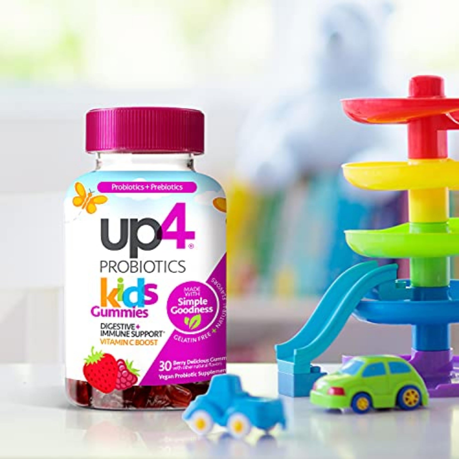 up4 Kids Probiotic Gummies, Digestive and Immune Support with Prebiotics and Vitamin C, Gelatin Free, Gluten Free and Non-GMO, For Ages 3+, 30 count up4 Au supplements