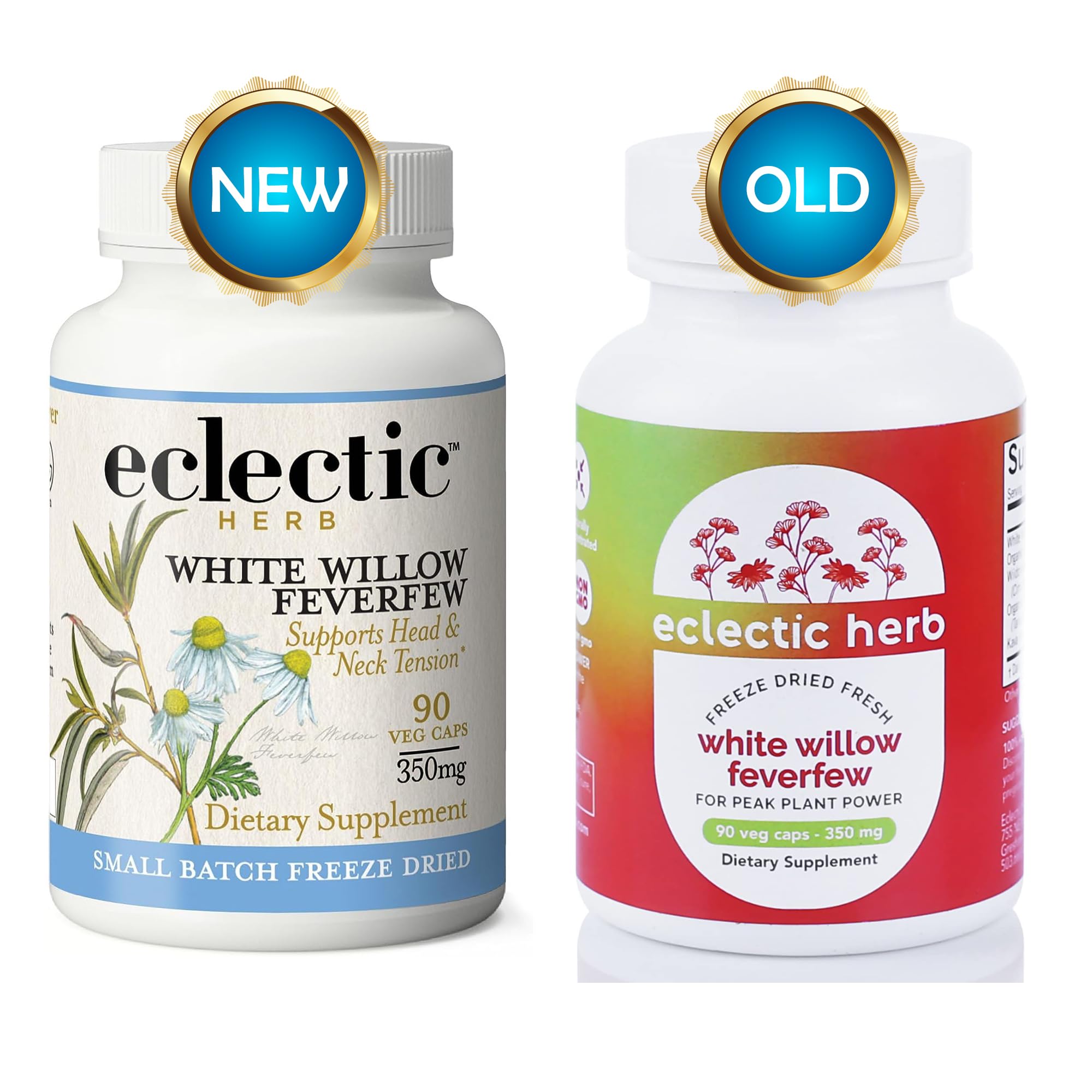 Eclectic Institute Raw Fresh Freeze-Dried Non-GMO White Willow - Feverfew | Support Body's Response to Occasional Pain | 90 CT (350 mg) ECLECTIC INSTITUTE Au supplements