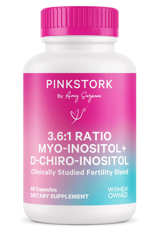 Pink Stork Myo-Inositol & D-Chiro Inositol: 3.6:1 Blend to Support Fertility, Hormone Balance for Women - Ovarian Function, Ovulation, Conception, and Period Support Supplement - 60 Capsules Pink StorkAU supplements