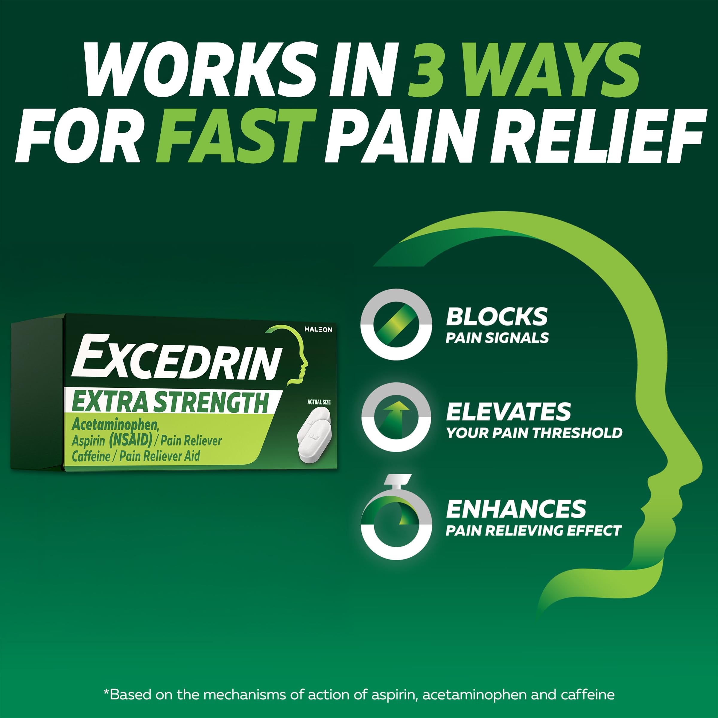 Excedrin Extra Strength Pain Relief Caplets for Headache Relief, Acetaminophen 250mg, Aspirin 250mg, Caffeine 65mg, Pain Reliever, 200 Count Excedrin Au supplements