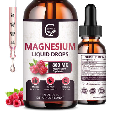 (2 Pack) Magnesium Glycinate Liquid Drops | 1000mg Liquid Magnesium Complex with D3, L-Thea & GABA for Energy, Sleep, Nerve and Heart Health, High Absorption, Raspberry Flavor GORNVB Au supplements