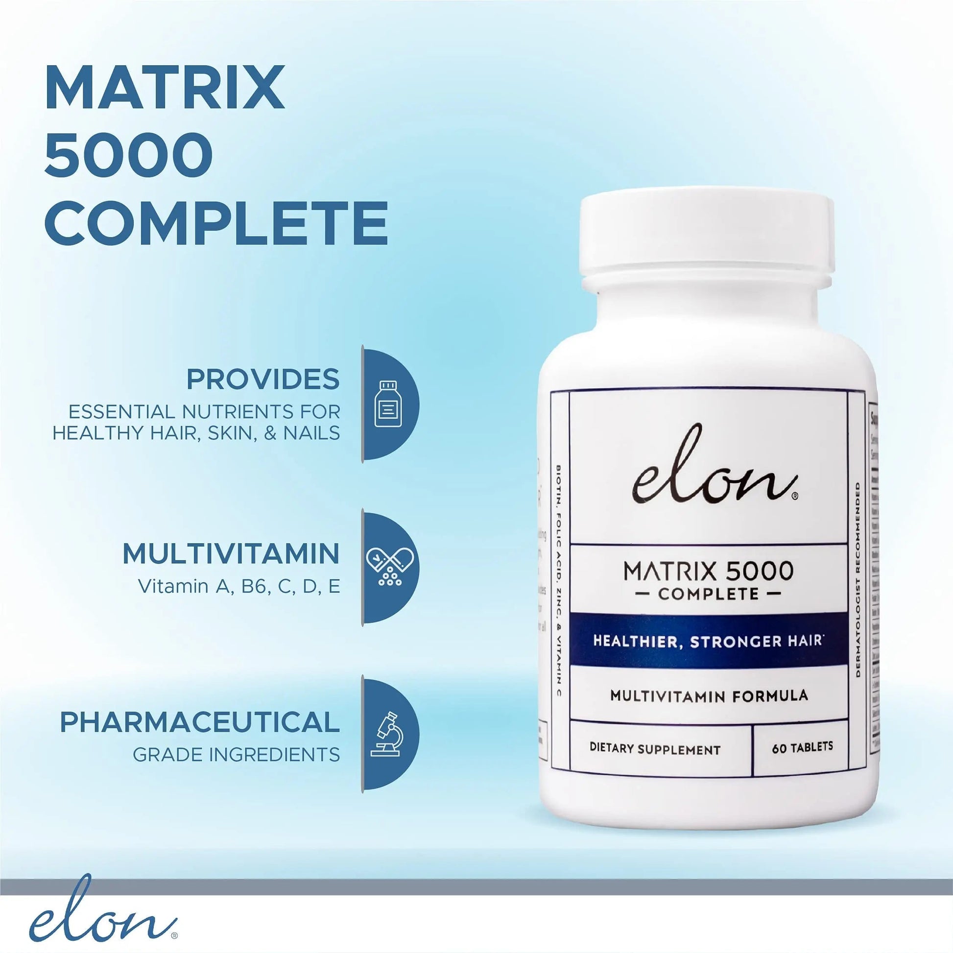 Elon Matrix 5000 Complete Multivitamin — Skin, Hair and Nail Growth Vitamins — Healthy Hair Growth Vitamins for Women & Men Elon Au supplements