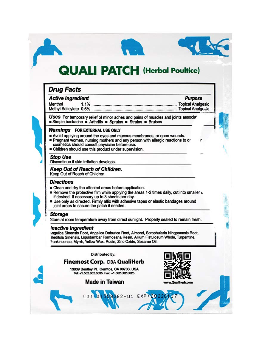 Quali Herbal Poultice Pain Relief Patch Muscle Pain Joint Pain Shoulder Pain Long Lasting Pain Patch 3 Sheets Per Pack Quali-Patch Au supplements