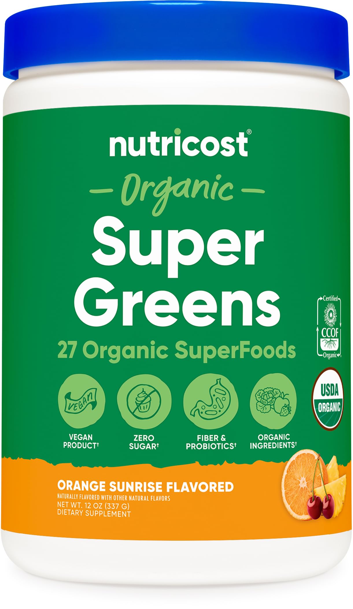 Nutricost Organic Super Greens Powder (30 Servings) Orange Sunrise Flavor - Superfood Supplement Drink Mix Nutricost Au supplements