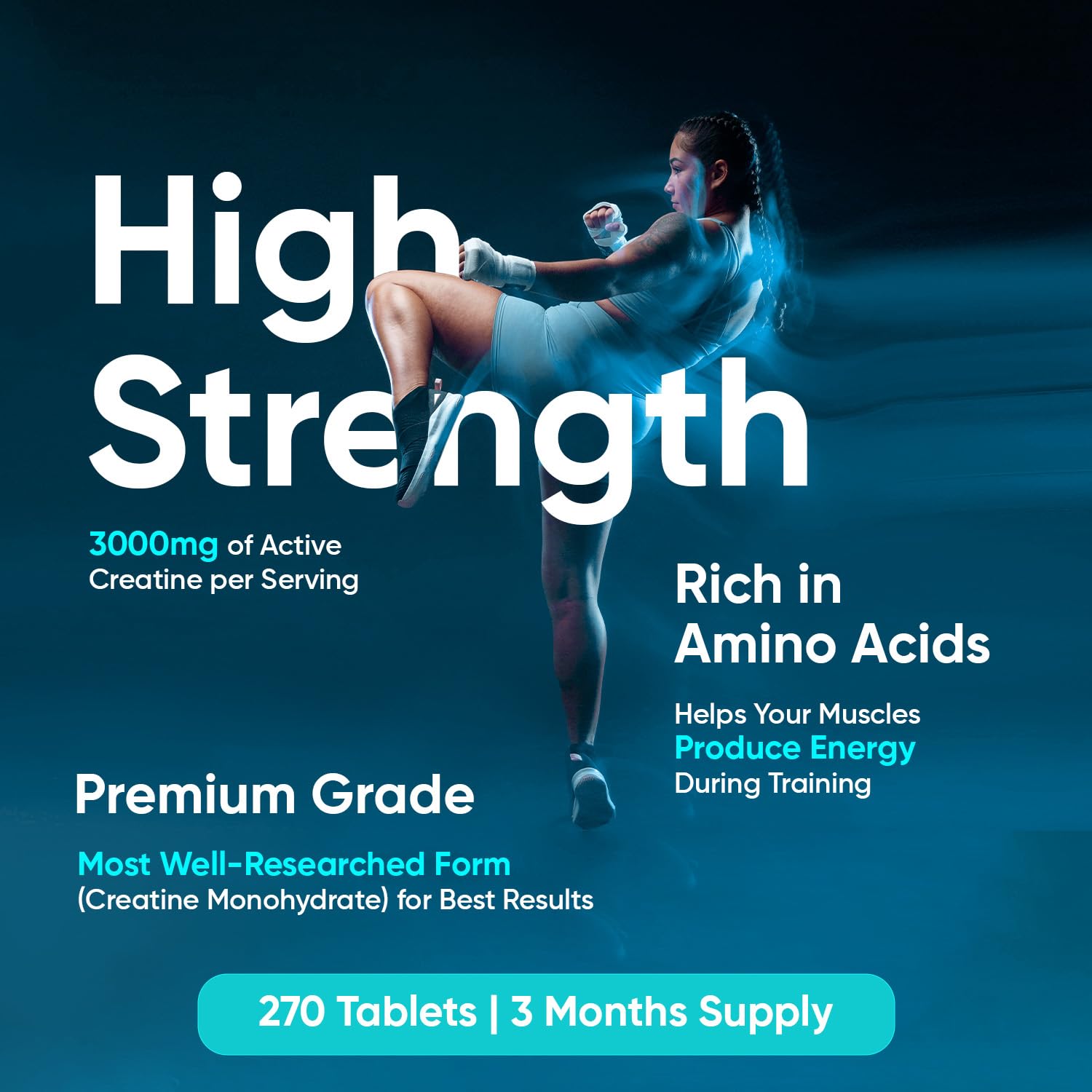 Creatine Monohydrate 3000mg - 270 Tablets - Gym Energy Supplement for Men & Women WeightWorld Au supplements