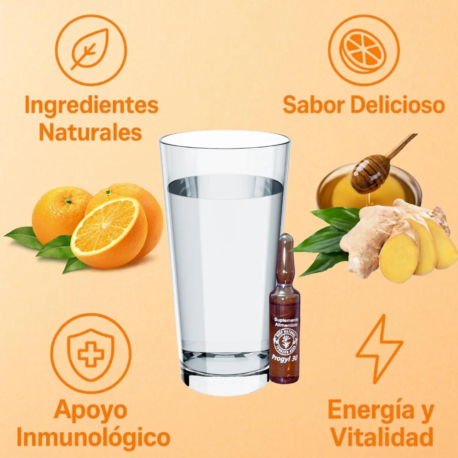 Aderogyl Oral Liquid Vitamins with A, C, D, E, Zinc, Bee Honey, Propolis, and Botanical Extracts - Natural Orange Flavor Aderogyl Au supplements