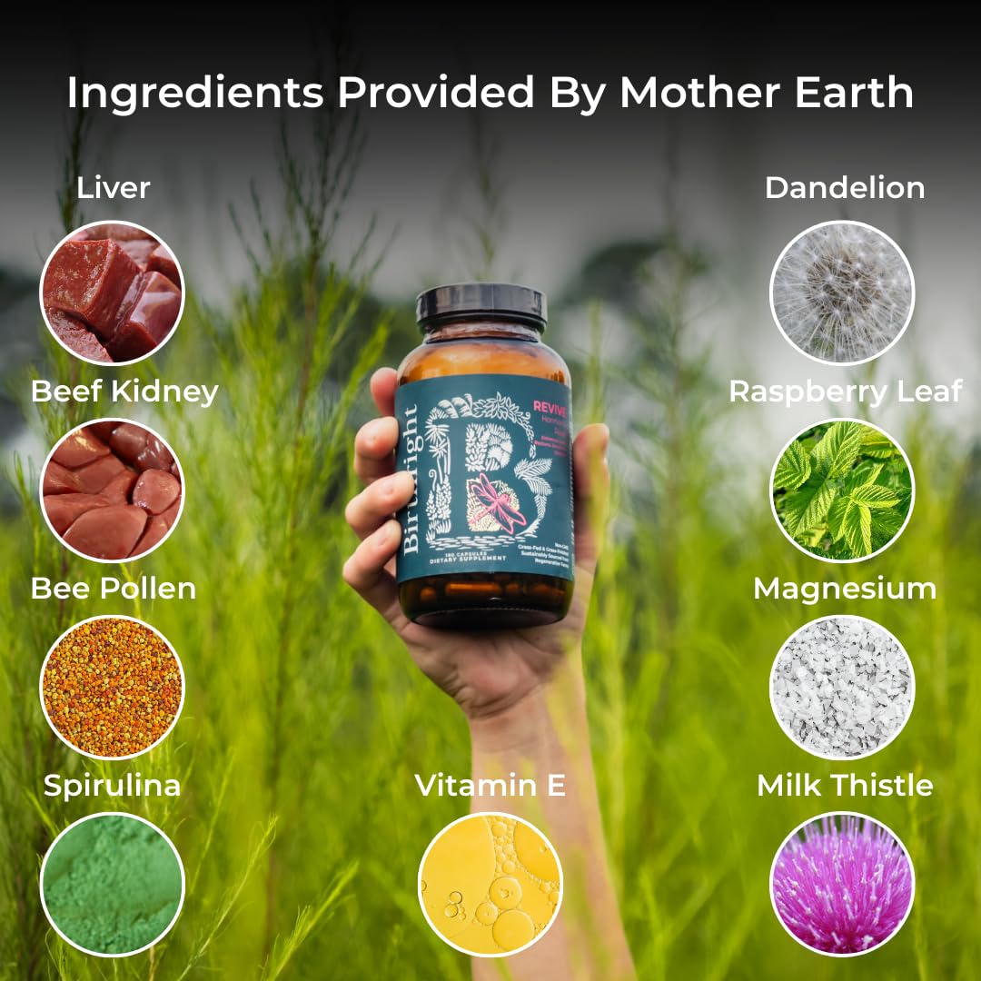 Birthright Female Hormone Support for, Energy, Fertility, Menstrual Cycle, Ovulation, Pregnancy and Menopause… All Natural, Animal Based, Liver, Kidney, Magnesium, Red Raspberry, Herbal Blend Revive Birthright Au supplements