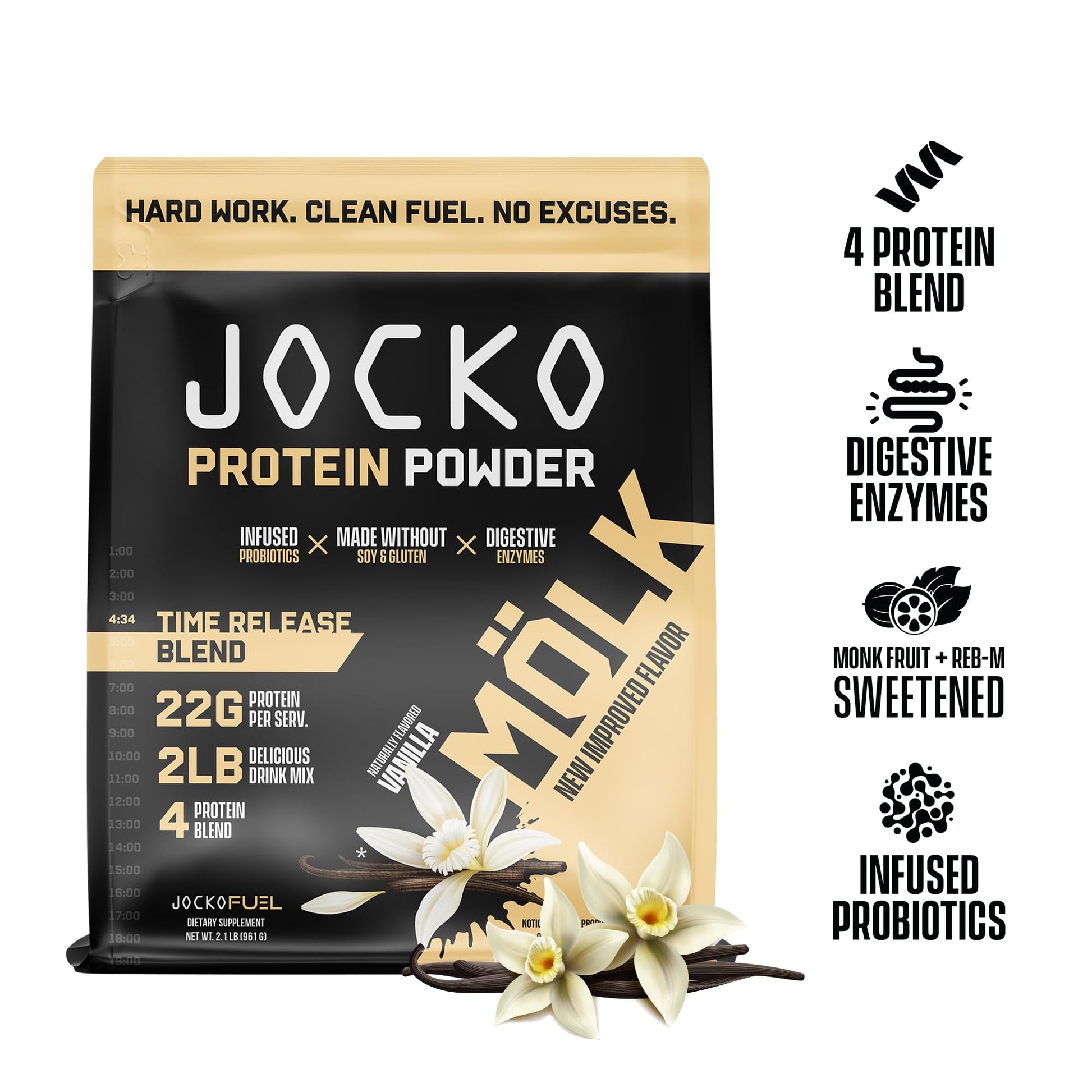 Jocko Mölk Whey Protein Powder (Vanilla) - Keto, Probiotics, Grass Fed, Digestive Enzymes Jocko Fuel Au supplements