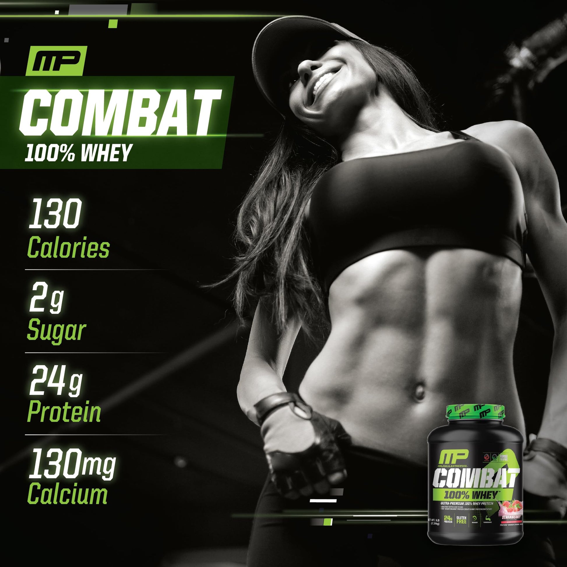 MusclePharm Combat 100% Whey Protein Powder, Strawberry Cream Flavor Muscle Pharm Au supplements