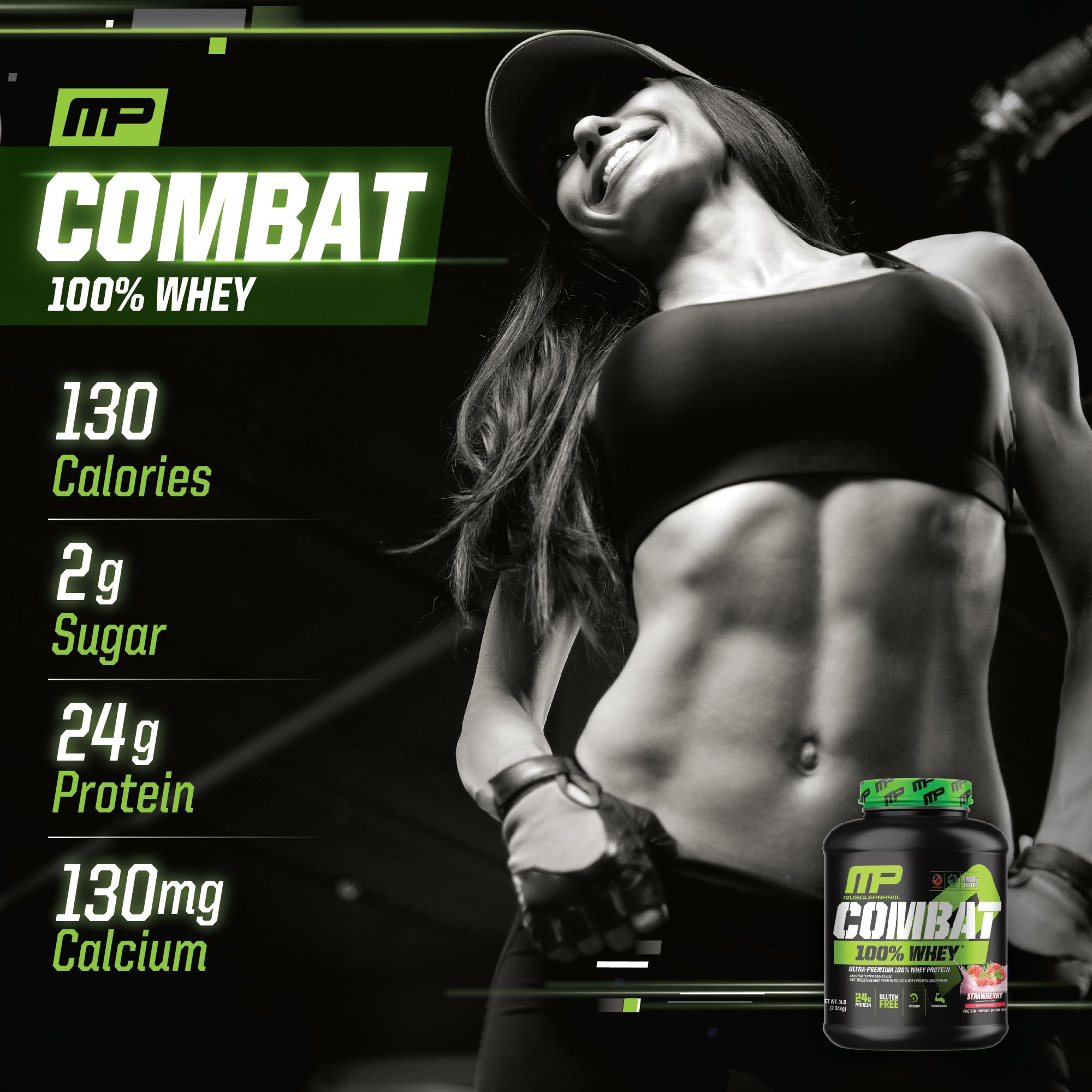MusclePharm Combat 100% Whey Protein Powder, Strawberry Cream Flavor Muscle Pharm Au supplements