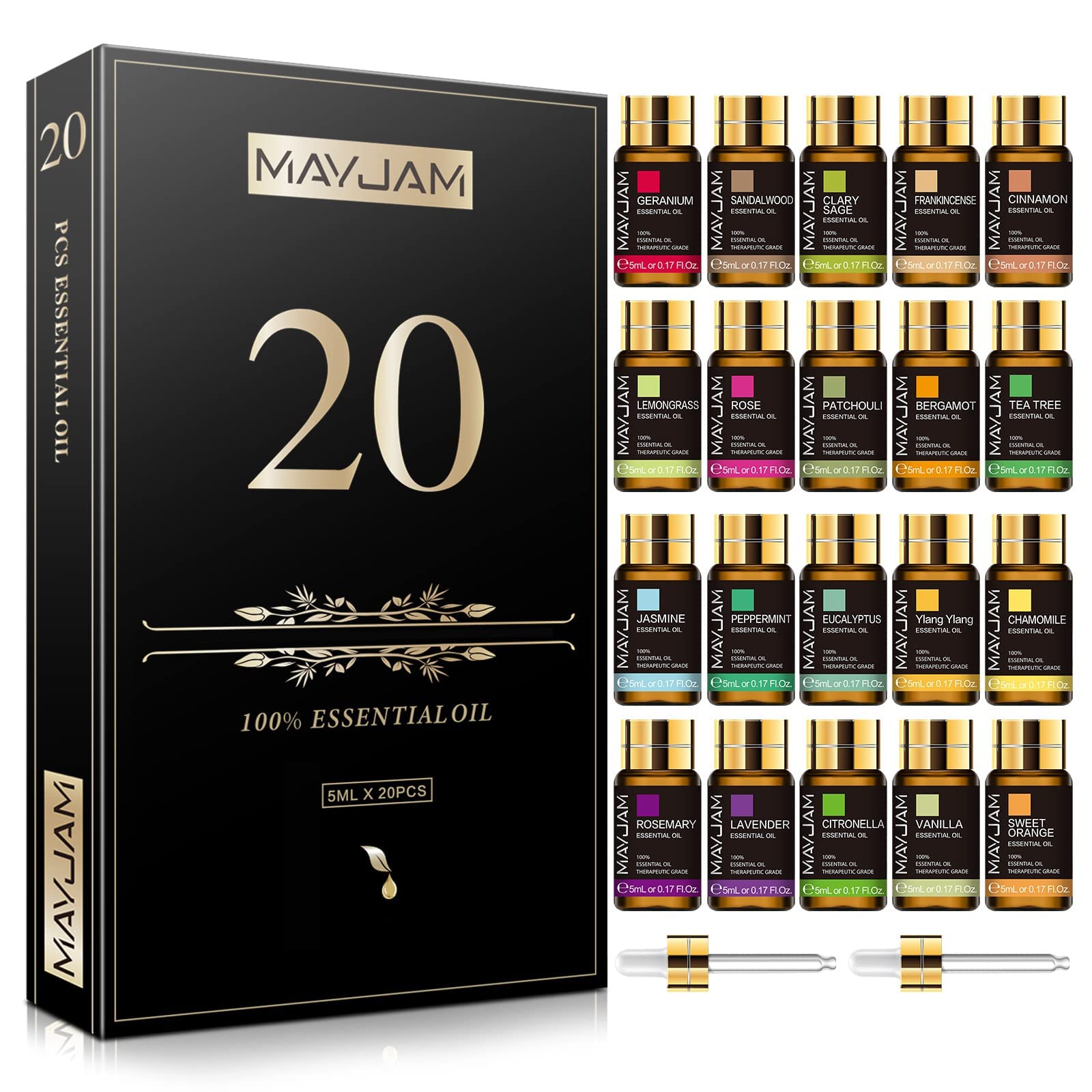 MAYJAM Tea Tree 20 Pcs Pure Essential Oil Gift Set, for Diffuser, Humidifiers, Skin Care, Massage MAYJAM Au supplements