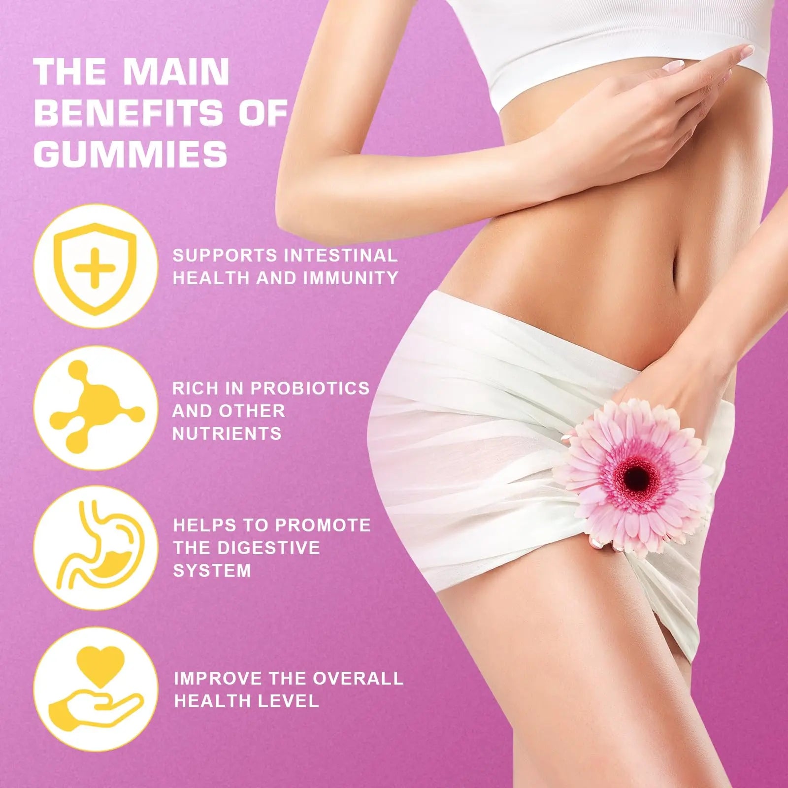 Brurtzexs Her Juicy Feminine Probiotics Gummies for Women with Slippery Elm - Pineapple Flavor, pH Balance & Immune Health Support - Digestive & Feminine Support - Vegan Supplement, 60 C Brurtzexs Au supplements
