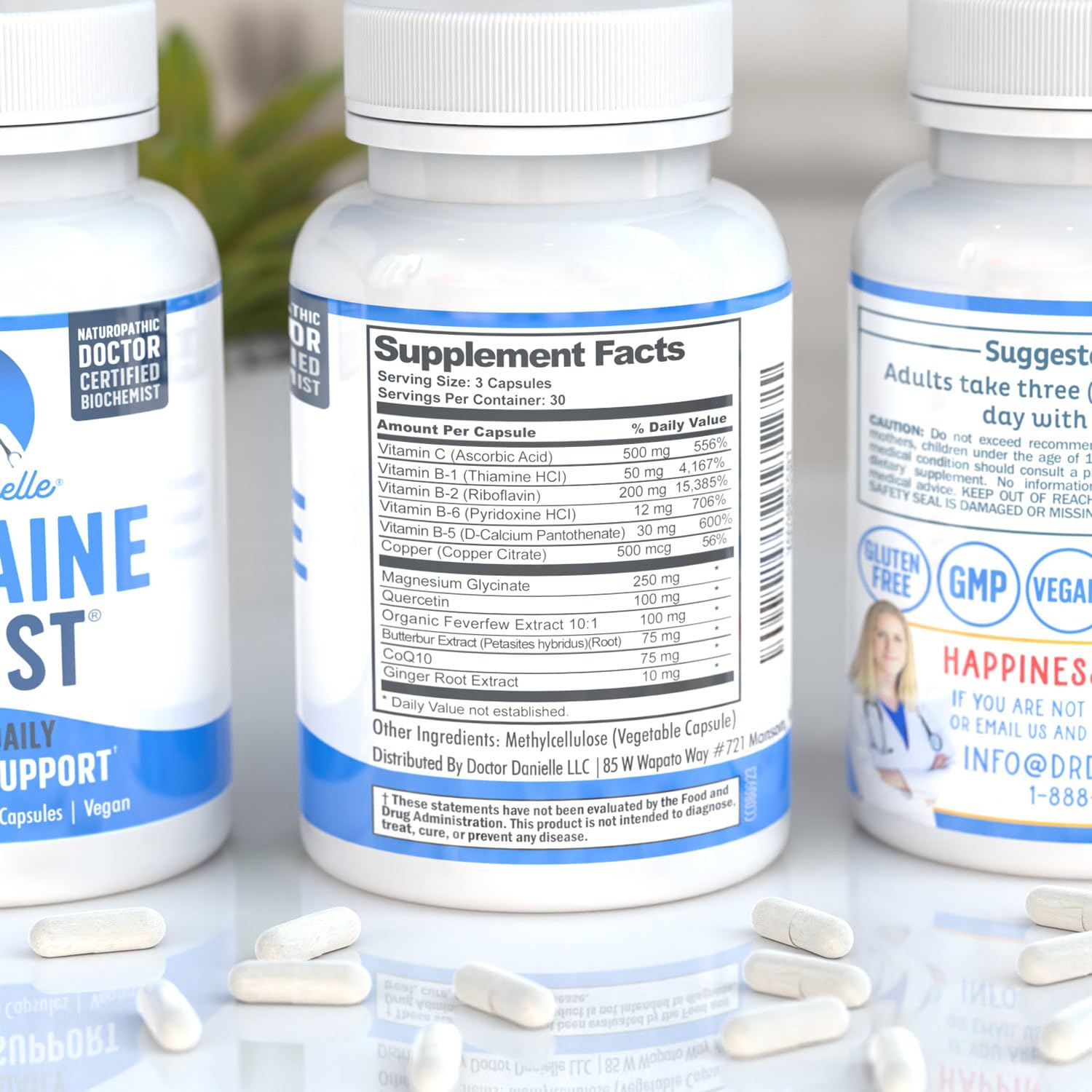 Best Migraine Relief Product with Magnesium - Migraine Assist Supplement with Quercetin, Feverfew, Butterbur, CoQ10 from Dr. Danielle, 90 Capsules Doctor Danielle Au supplements