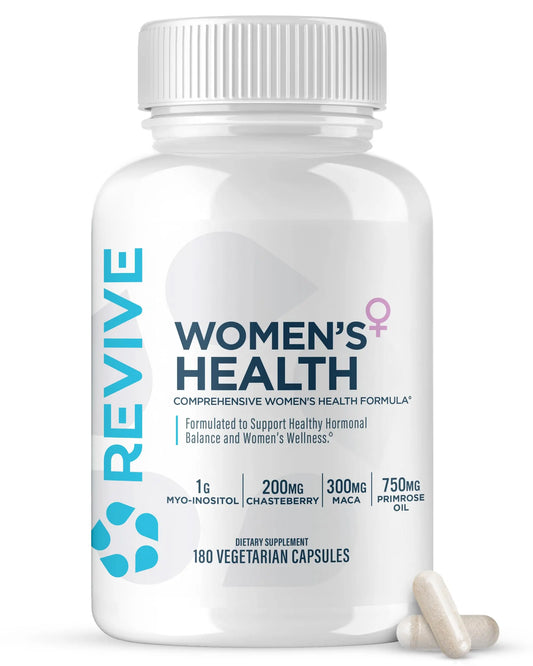 Revive MD Hormone Balance for Women – Hormone Support Supplement w/Myo-Inositol, Chaste Berry, DIM, Vitamins C & E, Evening Primrose Oil – Health & Hormonal Balance (180 Capsules, 30 Servings) ReviveAU supplements