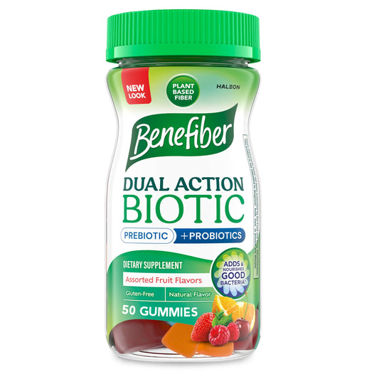 Benefiber Prebiotic  Friendly Fiber Supplement Gummies with Probiotics for Digestive Health, Assorted Fruit Flavors - 50 Count BenefiberUS supplements