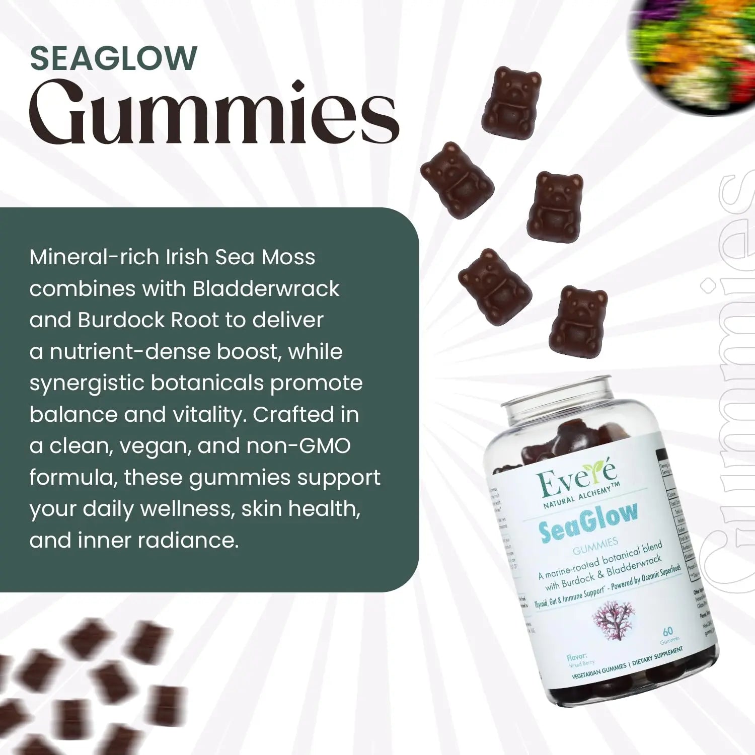 The EverÉ Natural Alchemy Sea Moss with Bladderwrack & Burdock Root – Vegan, Plant-Based Gummies with Minerals & Botanicals – Mixed-Berry Flavor, Non-GMO & Gluten-Free The EverÉ Natural Alchemy Au supplements
