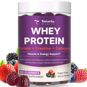 3 in 1 Whey Protein Gummies | Creatine Monohydrate | Collagen, 0 Sugar, Pure Protein Source, Muscle & Energy Support, Berry Flavor, for Women and Men Totaria Au supplements