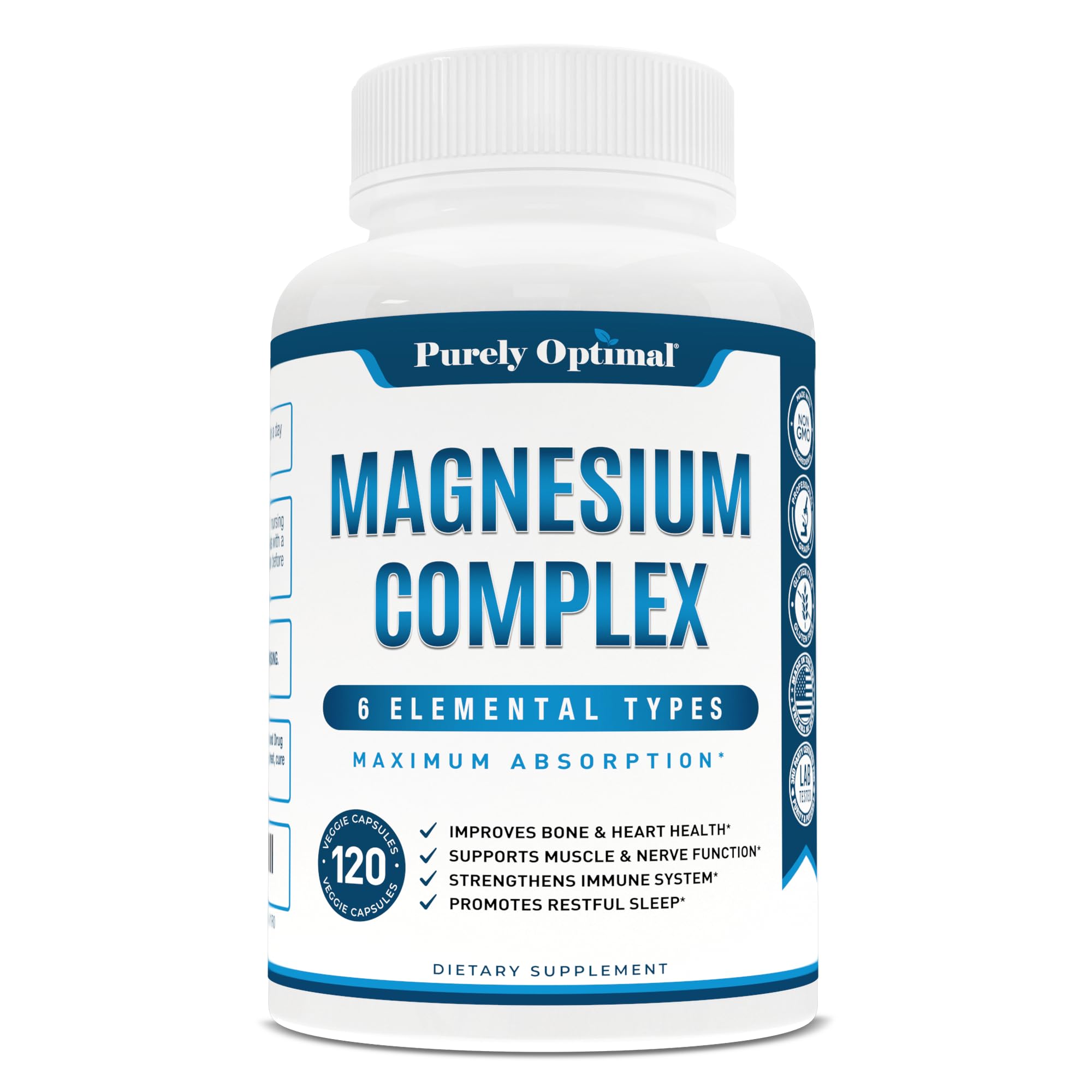 Magnesium Complex Supplement - Magnesium Citrate, Malate, Taurate, Oxide Purely Optimal Au supplements
