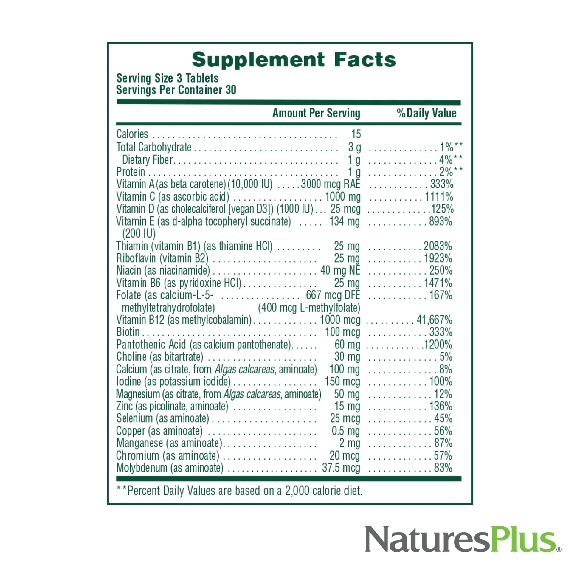 NaturesPlus Source of Life No Iron - 90 Tablets - Multivitamin & Mineral Supplement with Vitamin D3 - Supports Natural Energy & Well-Being - Gluten Free, Vegetarian - 30 Servings NaturesPlus Au supplements